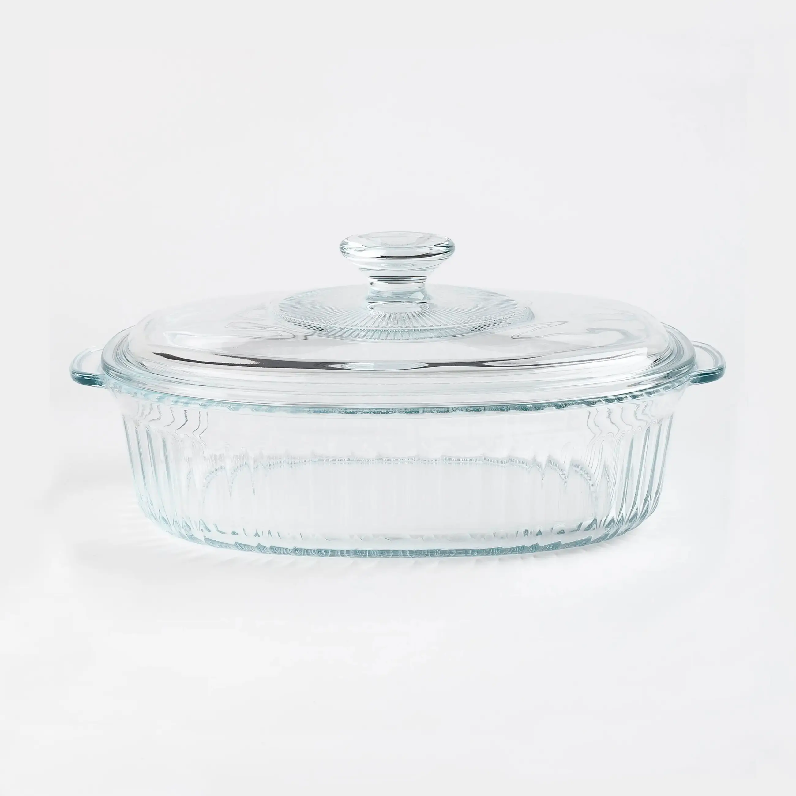 Baking dish, 27x19 cm, 1.8 L, with lid, glass T, Oval, Cook ribbed
