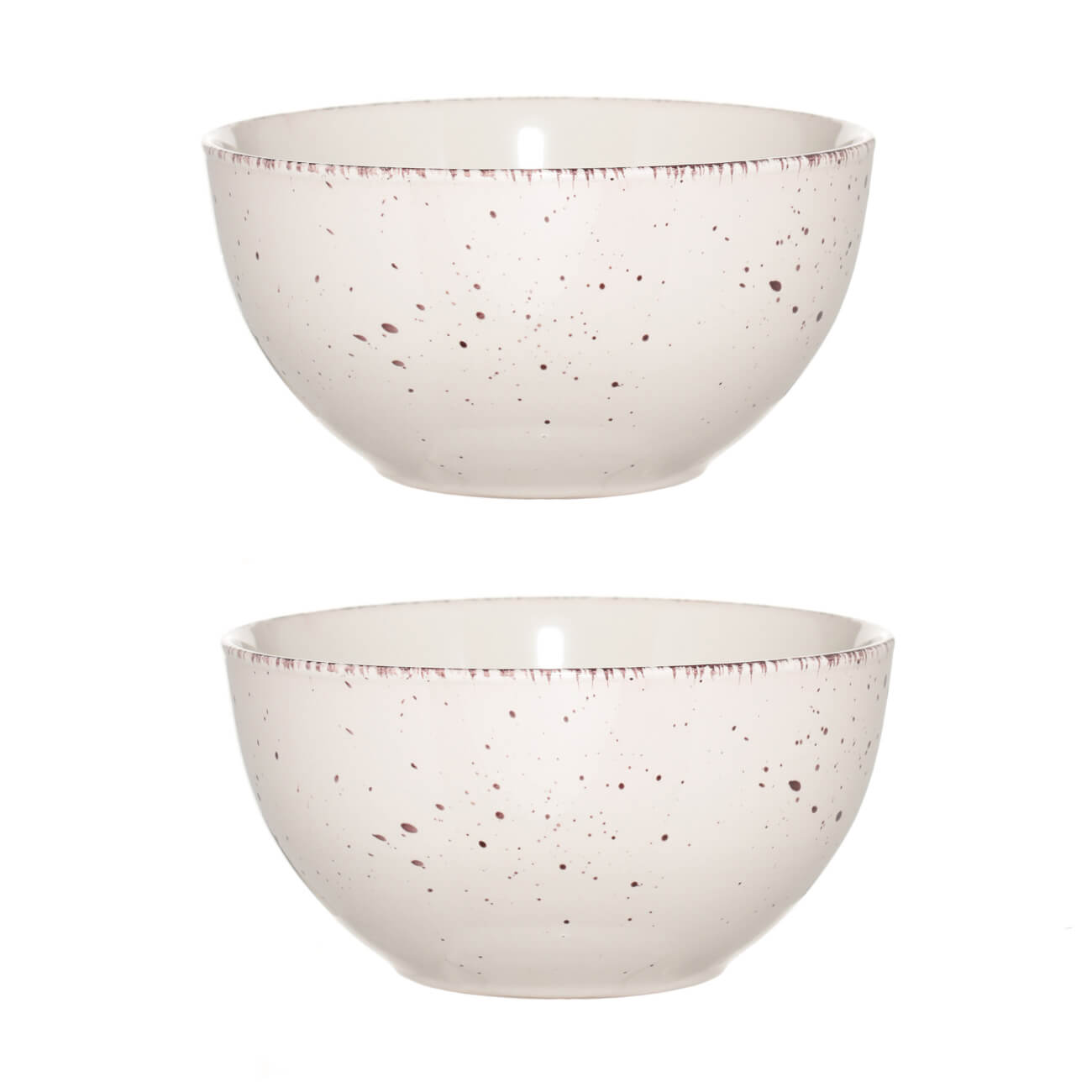 Soup plate, 14x7 cm, 2 pieces, ceramic, beige, speckled, Speckled