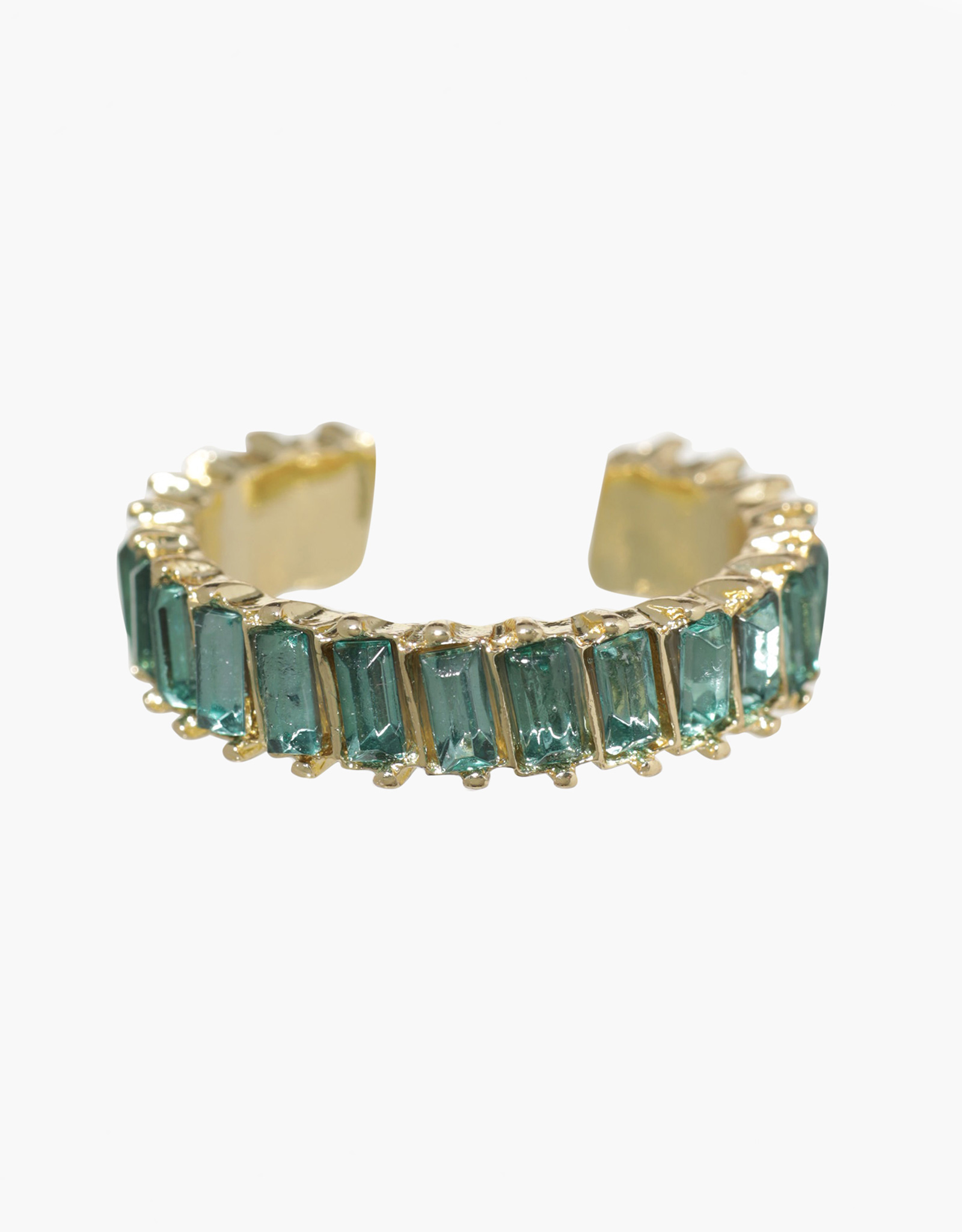 Ring, size S-M, Single size, Metal / Glass, Green stones, Mineral