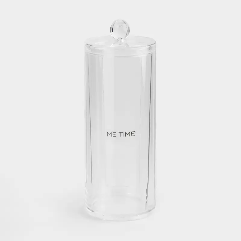 Cotton pad container, 7x20 cm, with lid, plastic, Basic font ,image-0