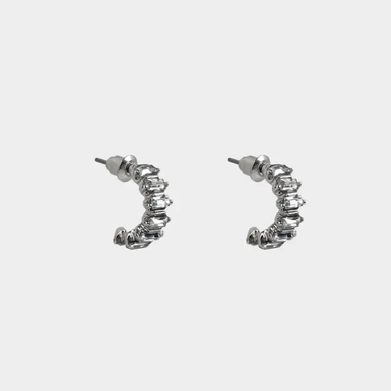 Stud earrings, 1 cm, 2 pieces, metal / acrylic, Silver, Crystals, Jewelry crystal ,image-0