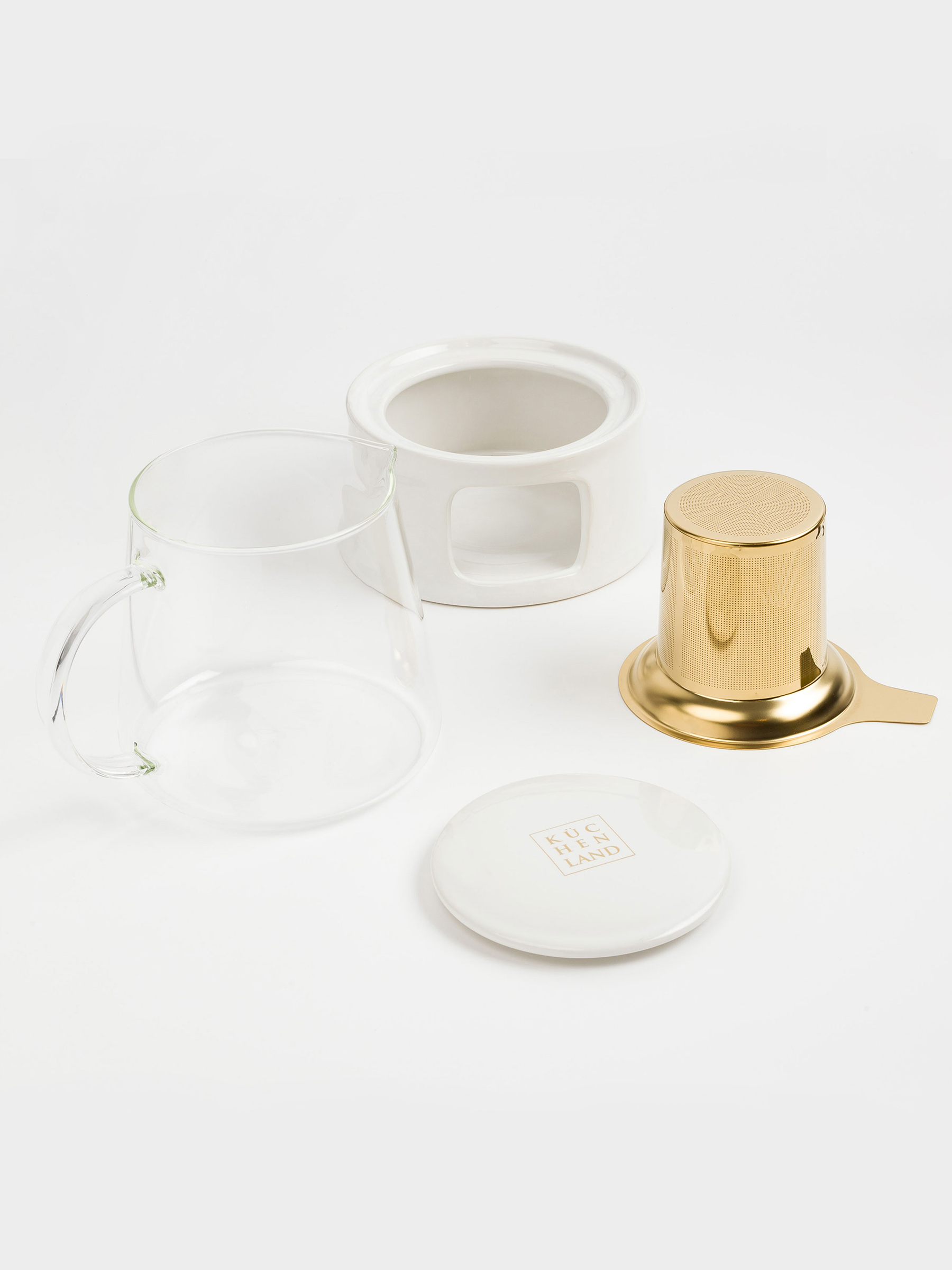 Teapot, 600 ml, heated, glass B / porcelain P, milk-golden, Ellan, image-8