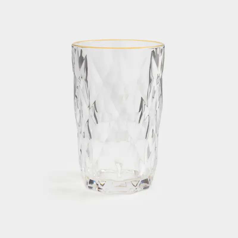 Glass, 12 cm, 340 ml, glass R, with golden edging, Rhomb gold