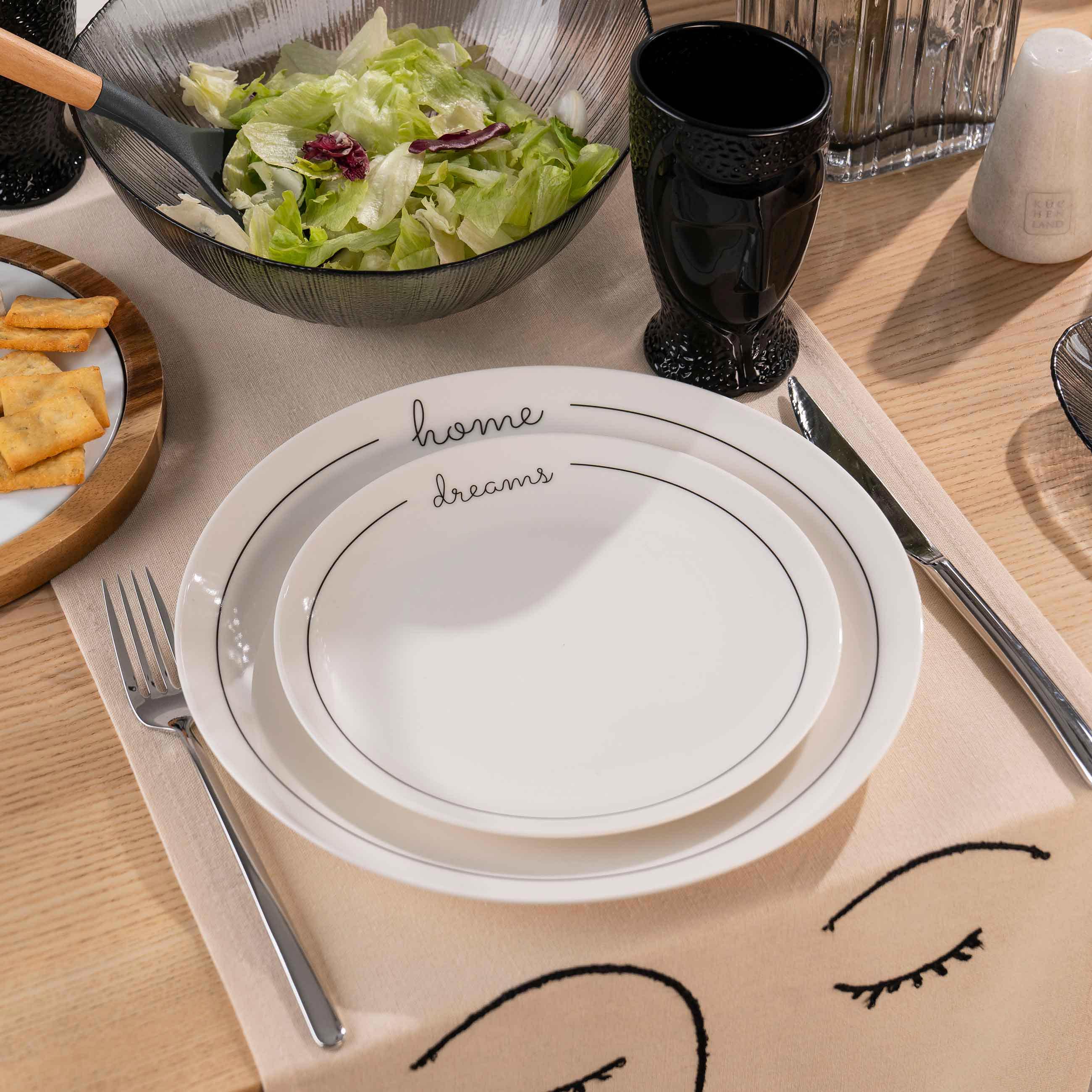 Soup plate, 20x3 cm, 2 pcs, porcelain N, white, Home, Scroll white