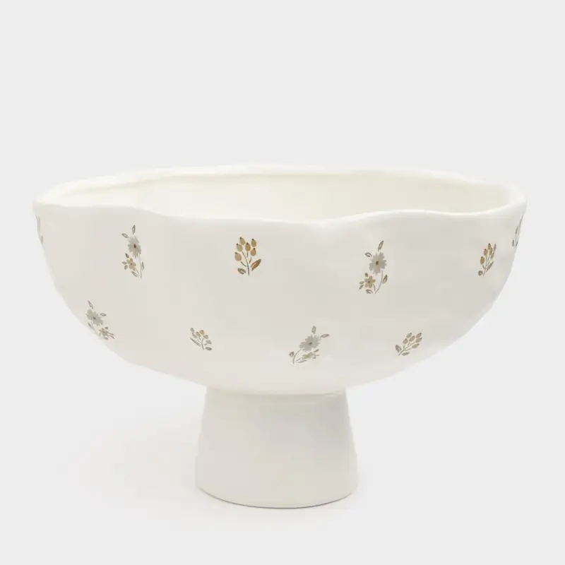 Fruit bowl, 24x15 cm, ceramic, milk, Vintage flowers, La flore ,image-0