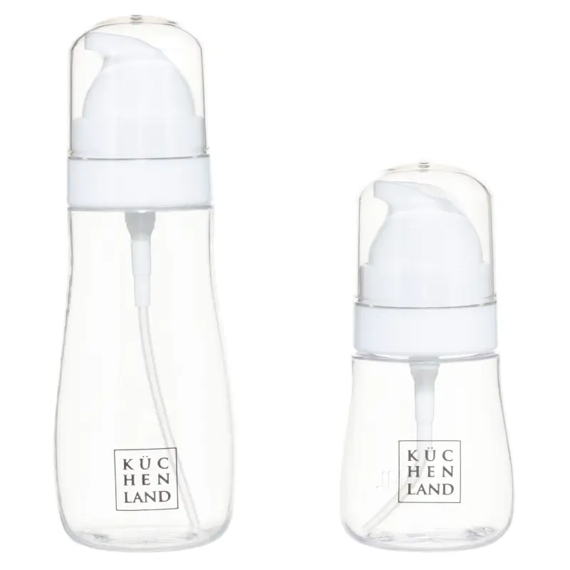 Set of travel bottles, 2 pcs, with dispenser, plastic, white, Basic ,image-0