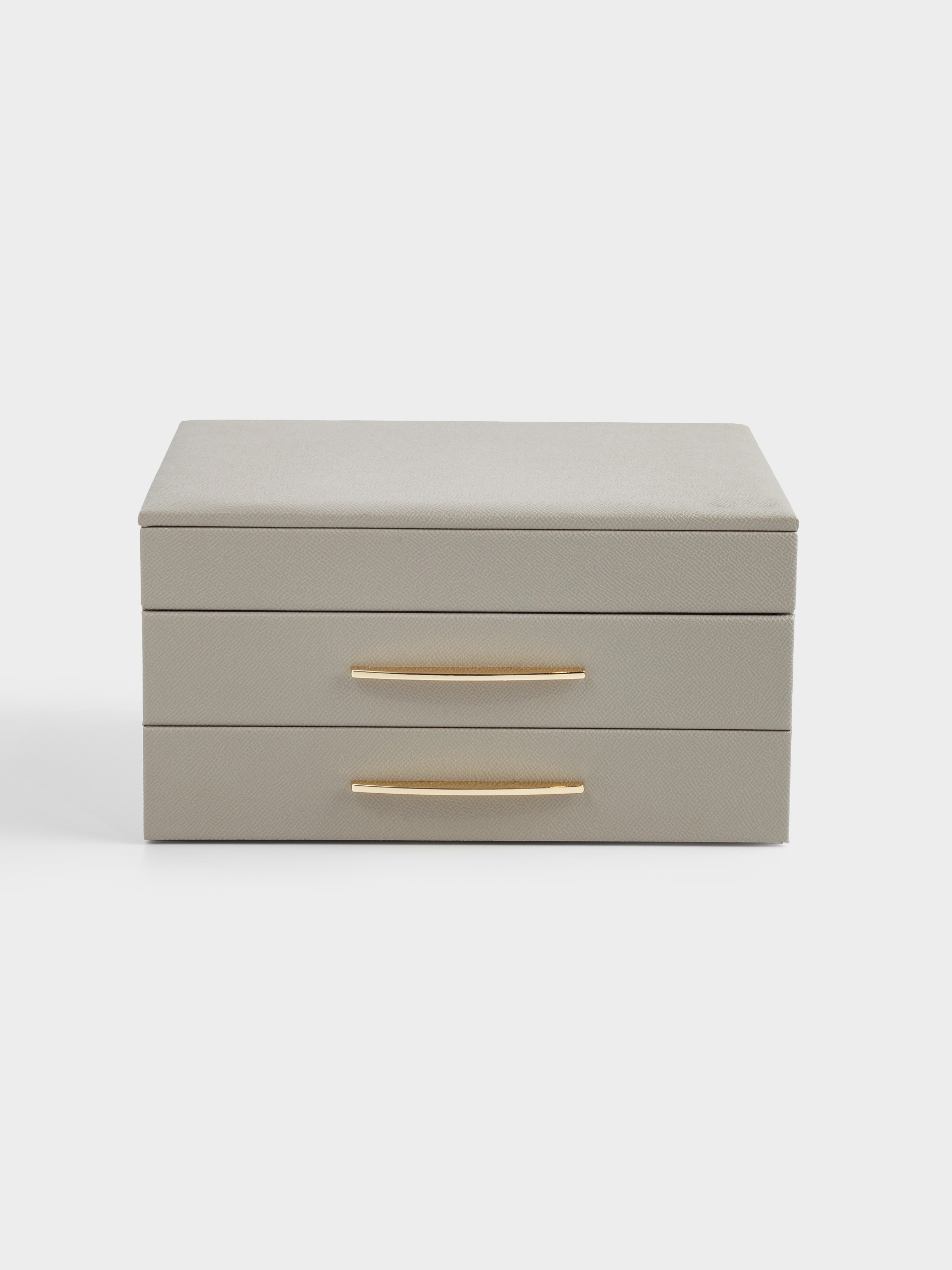 Jewelry box, 27x14 cm, PU leather / MDF, grey, Premiere, image-1