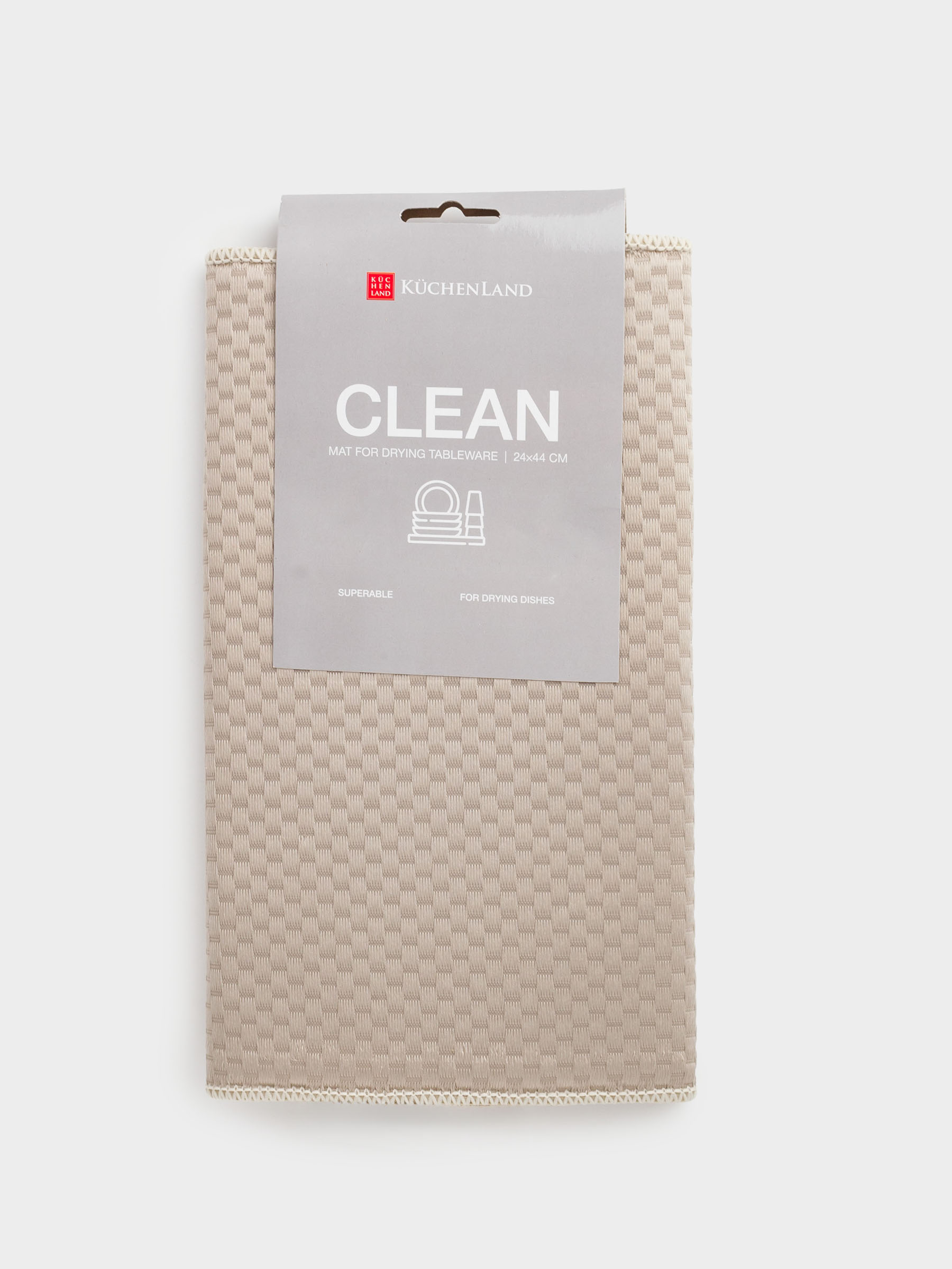 Dish drying mat, 24x44 cm, microfiber, grey-beige, Clean, image-0
