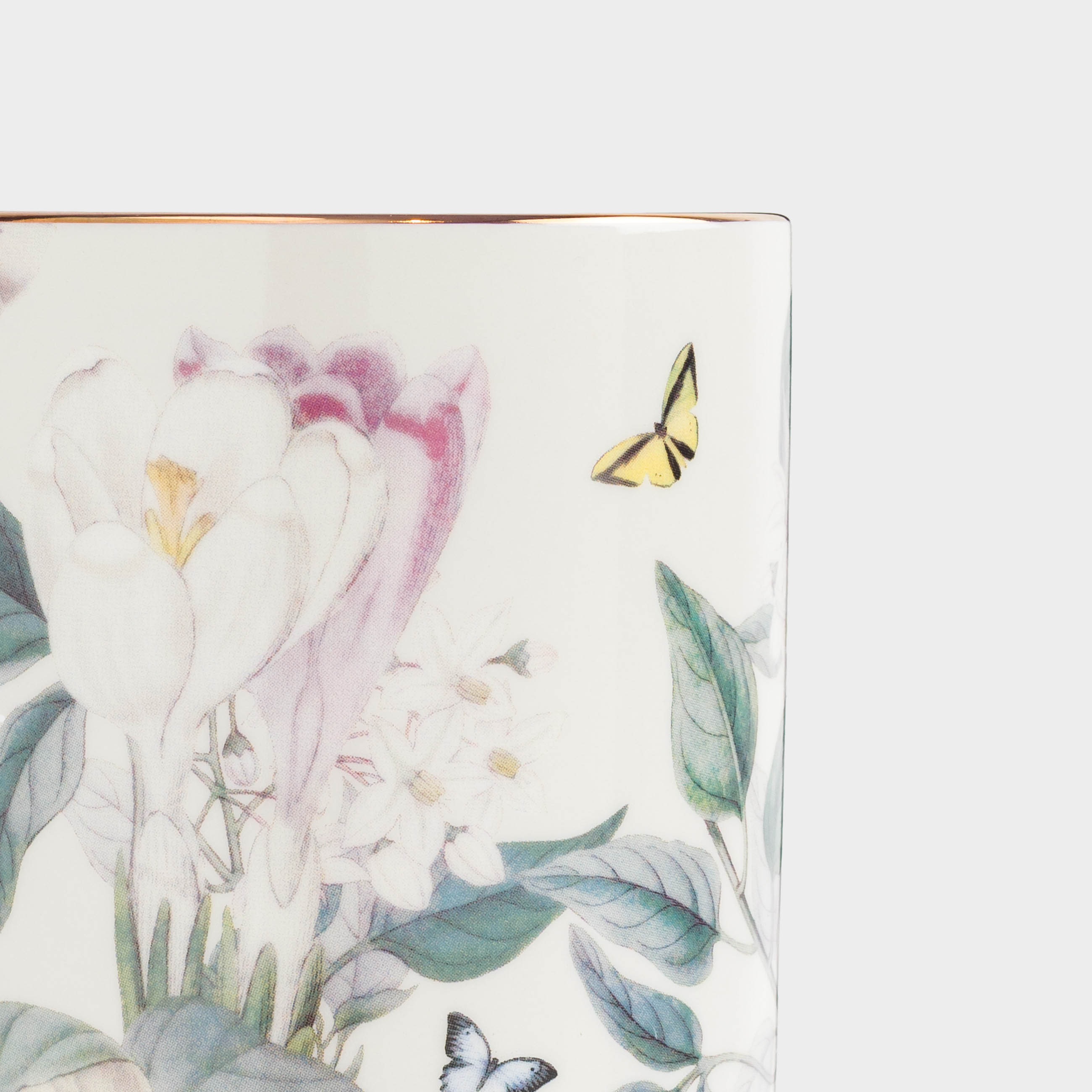 Mug, 380 ml, porcelain F, beige, with golden edging, Flowers and butterfly, Bloome, image-5