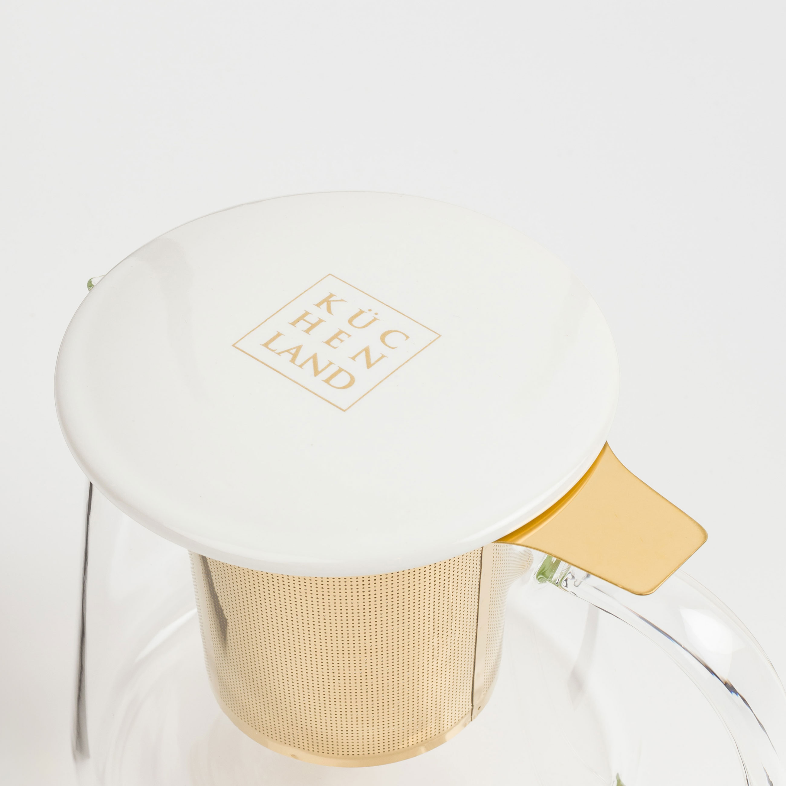 Teapot, 600 ml, heated, glass B / porcelain P, milk-golden, Ellan