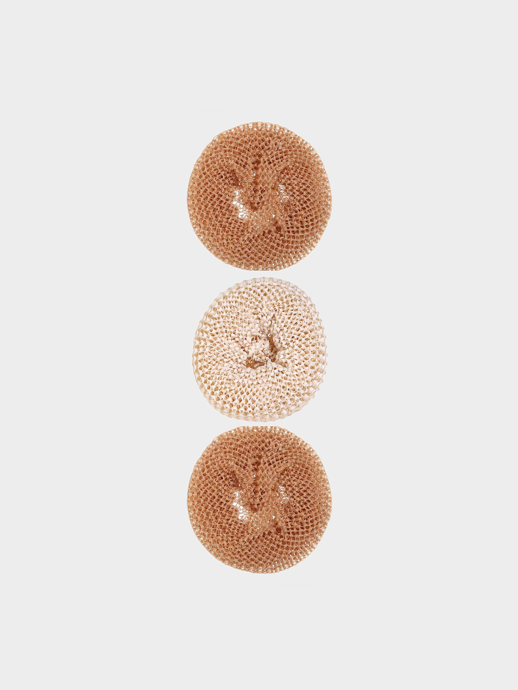 Cleaning sponge, 8 cm, 3 pcs, vegetable fiber, beige / brown, Clean, image-0