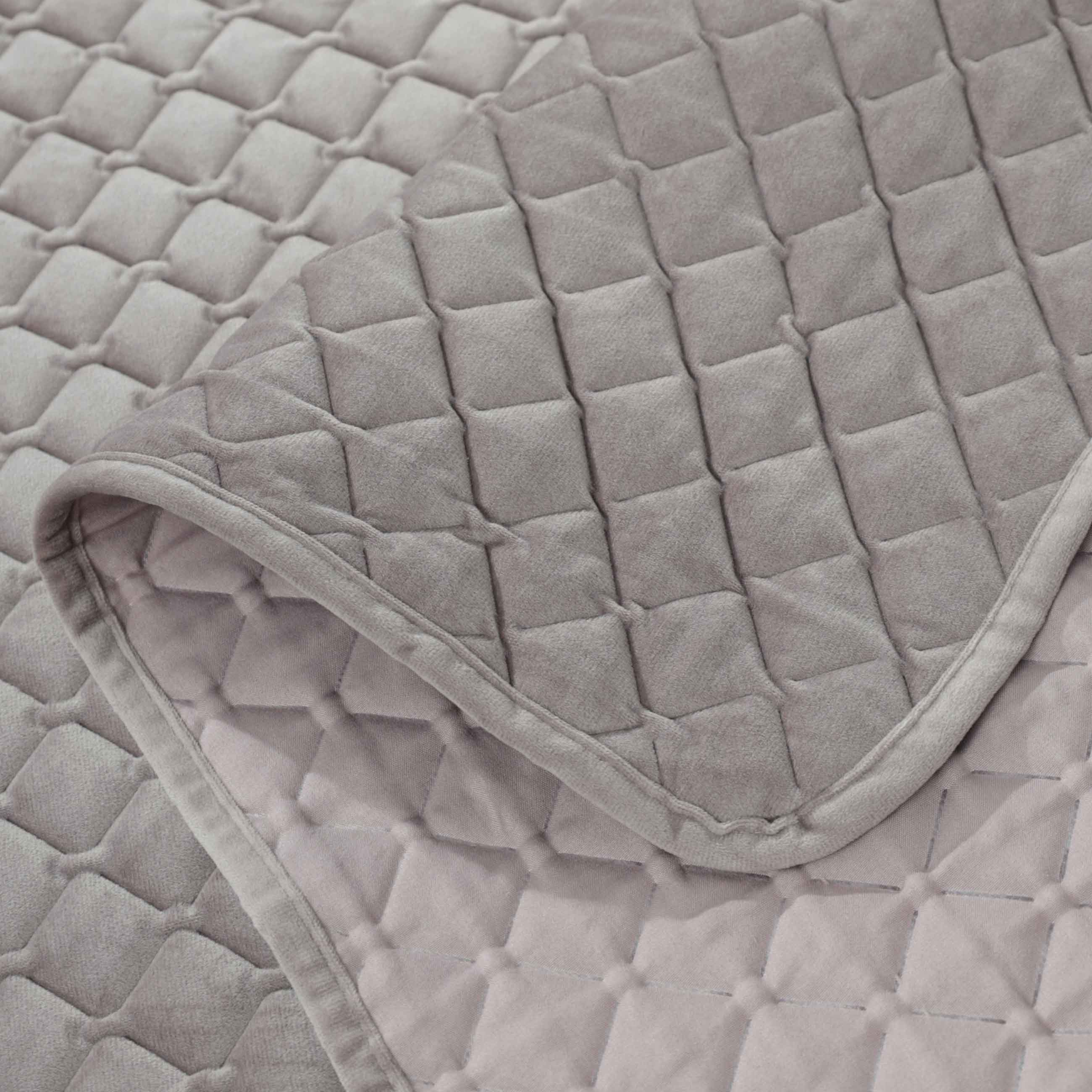 Bedspread, 220x240 cm, quilted, corduroy/microfiber, lilac, Stitch velvet, image-1