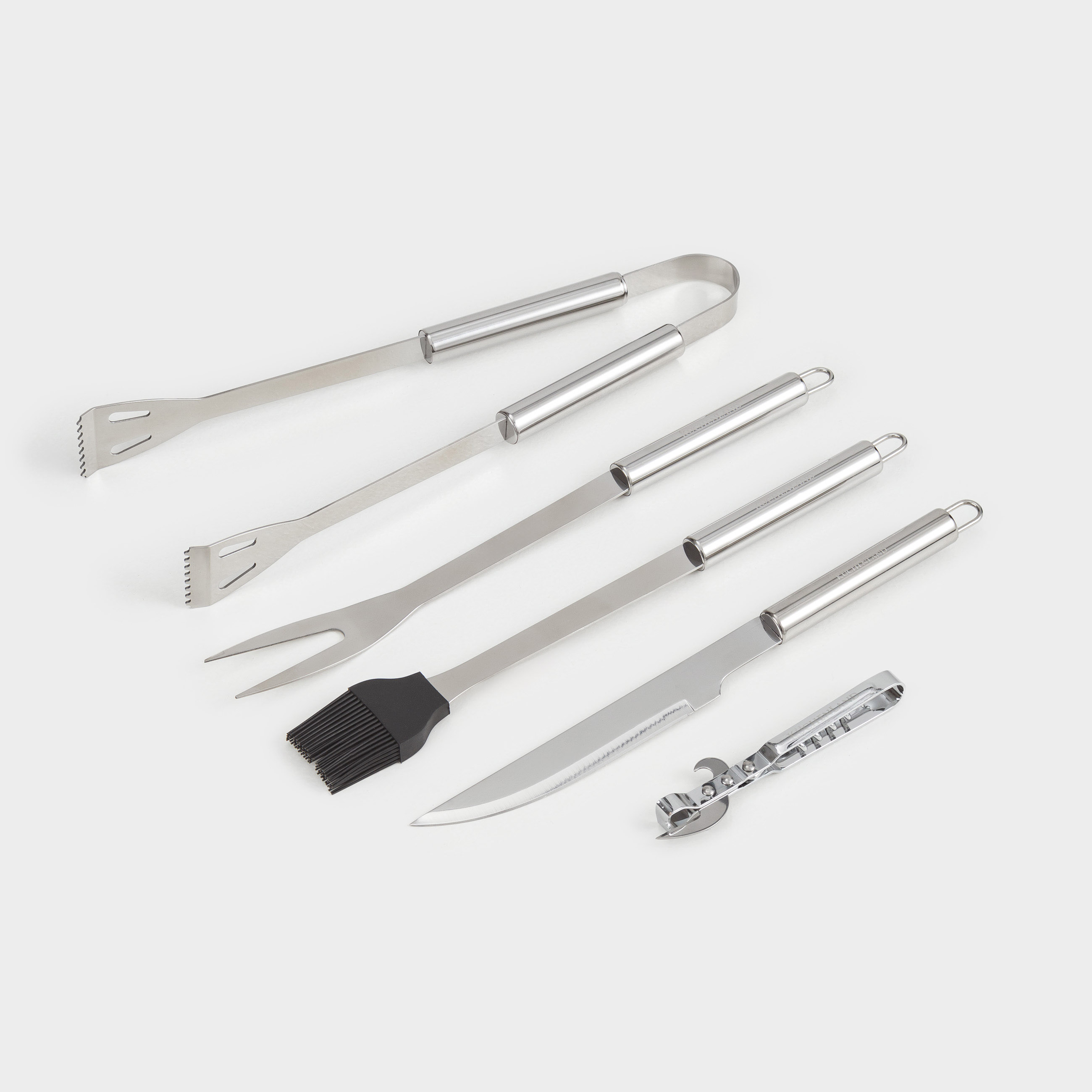 BBQ set, 5 items, in a fabric case, steel / silicone/eco-leather, BBQ