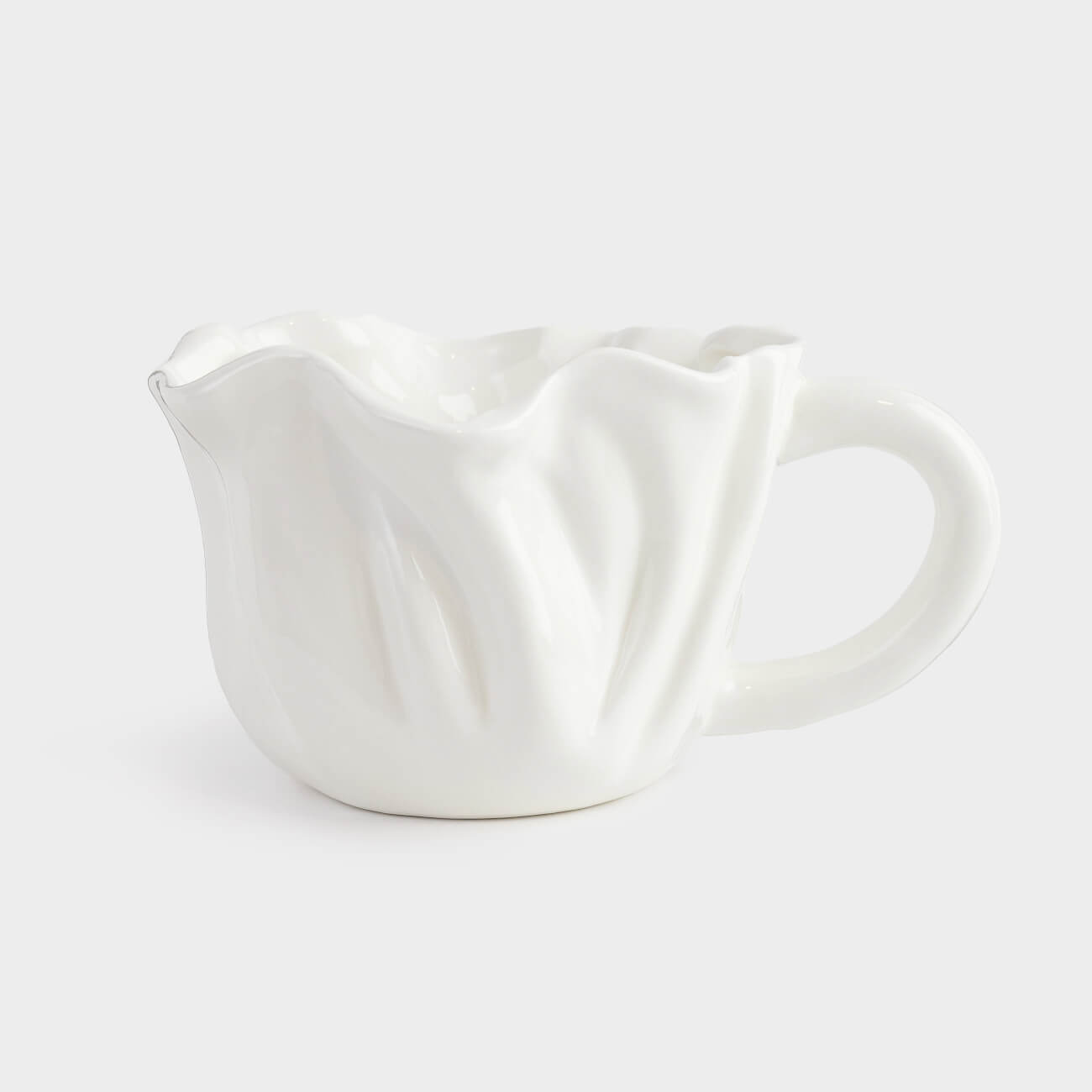 Mug, 400 ml, ceramic, milky, Crumpled effect, Crumple