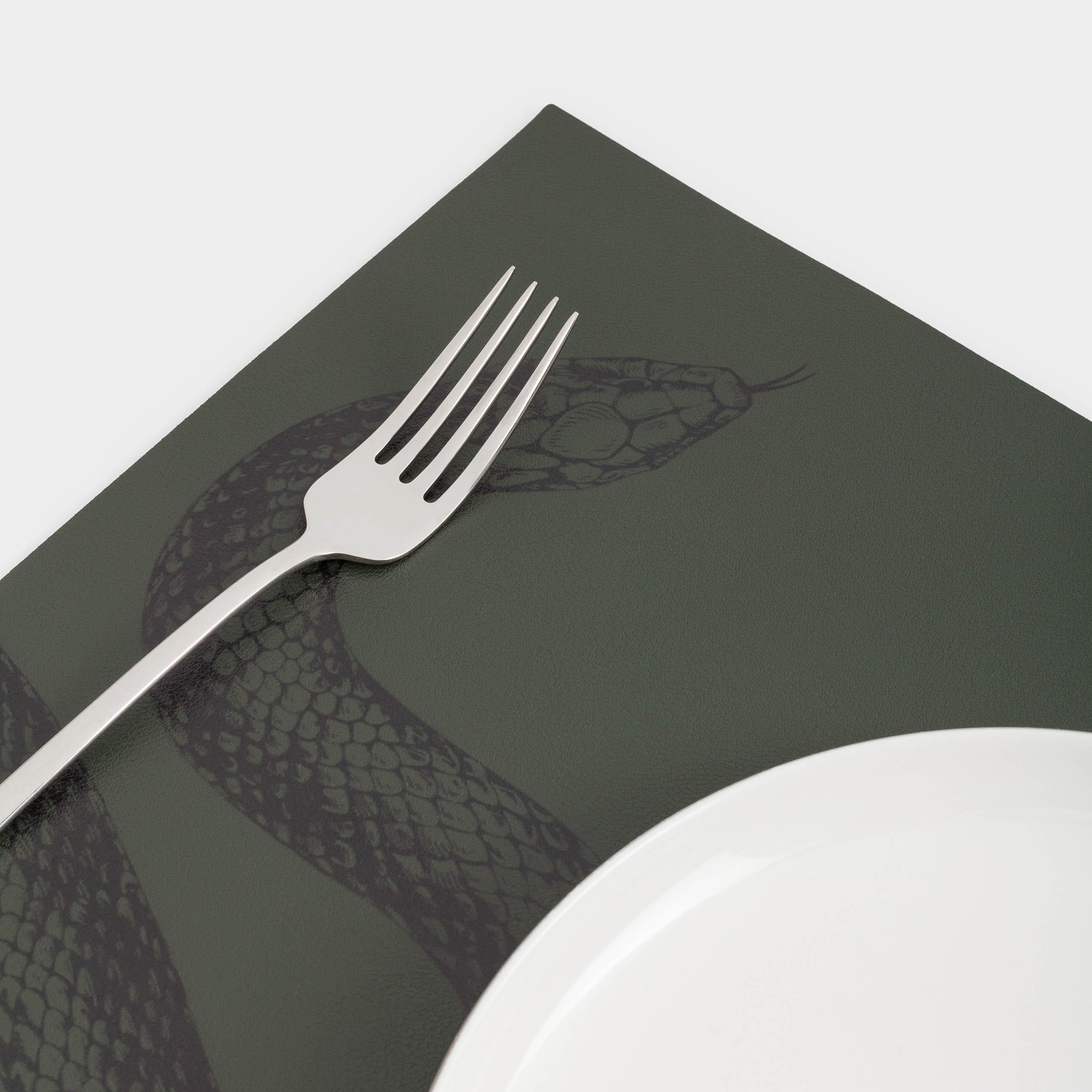 Placemat, 30x45 cm, PVC, rectangular, dark green, Snake, Rock print, image-1