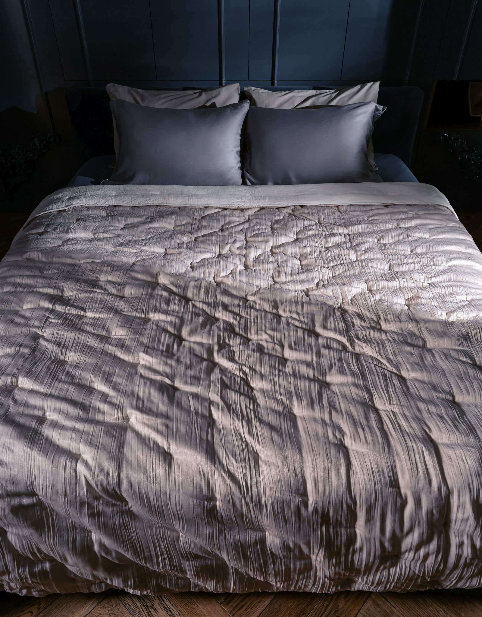 Bedspread, 220x240 cm, velvet, sand, Stitch velvet, image-0