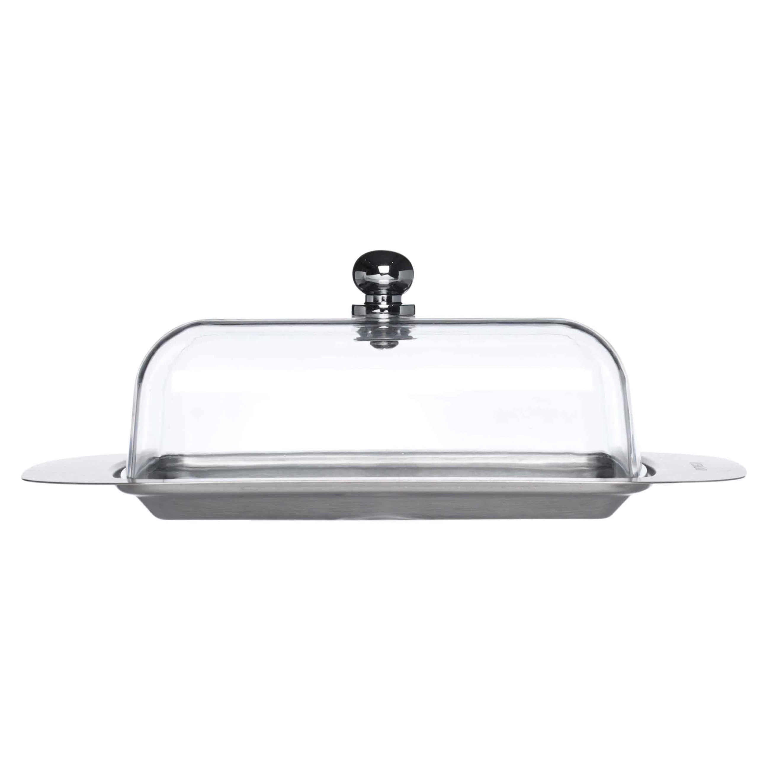 Butter dish, 14 cm, steel / plastic, rectangular, Classic