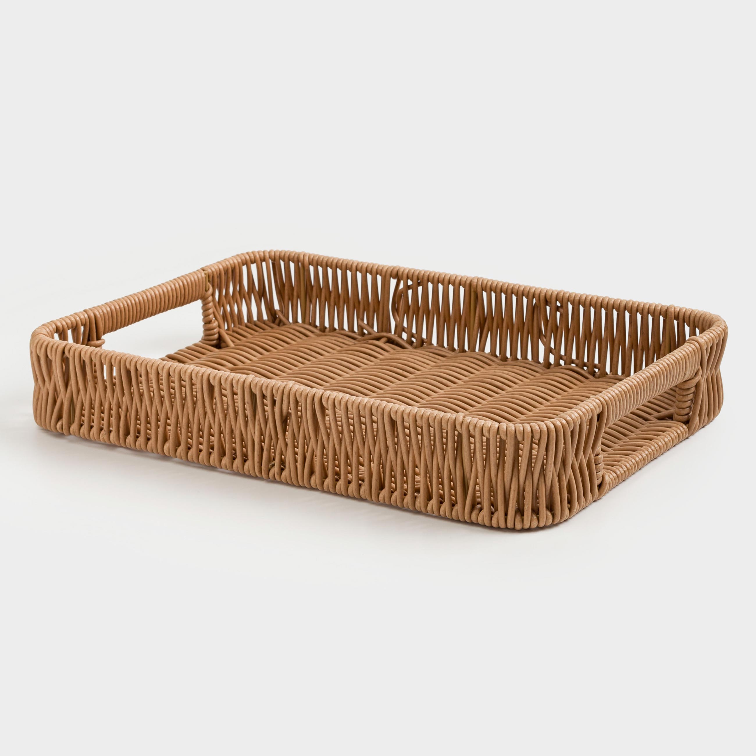 Tray, 30x20 cm, braided, rattan, rectangular, beige, Twig, image-3