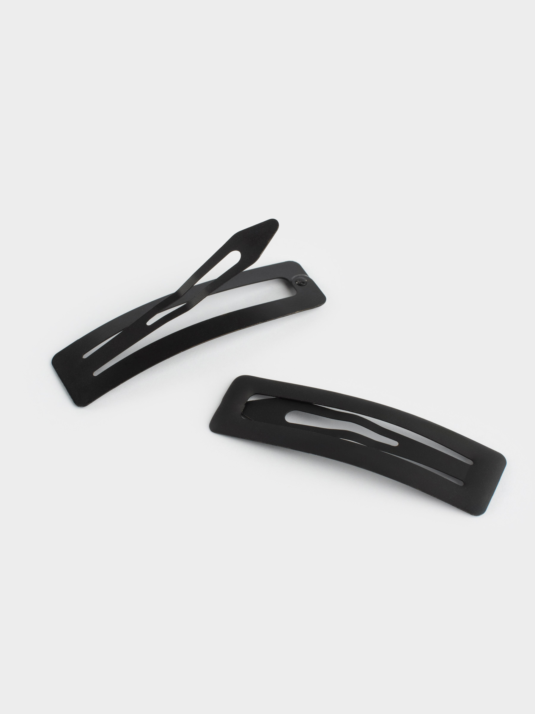 Hair clip, 7 cm, 2 pcs, metal, Black, Basic, image-3