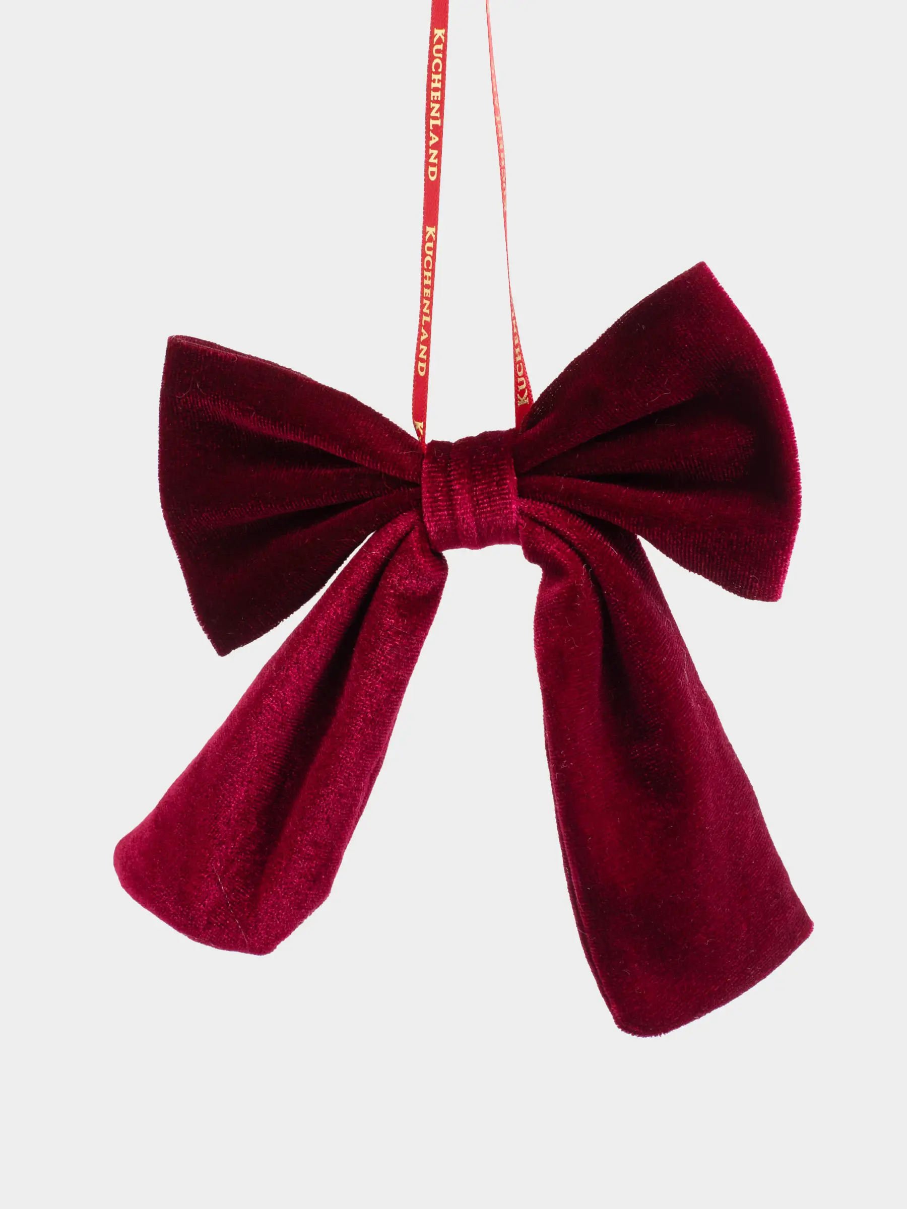 Christmas tree toy, 12x15 cm, polyester, red, Velvet bow, Vogue bow, image-0