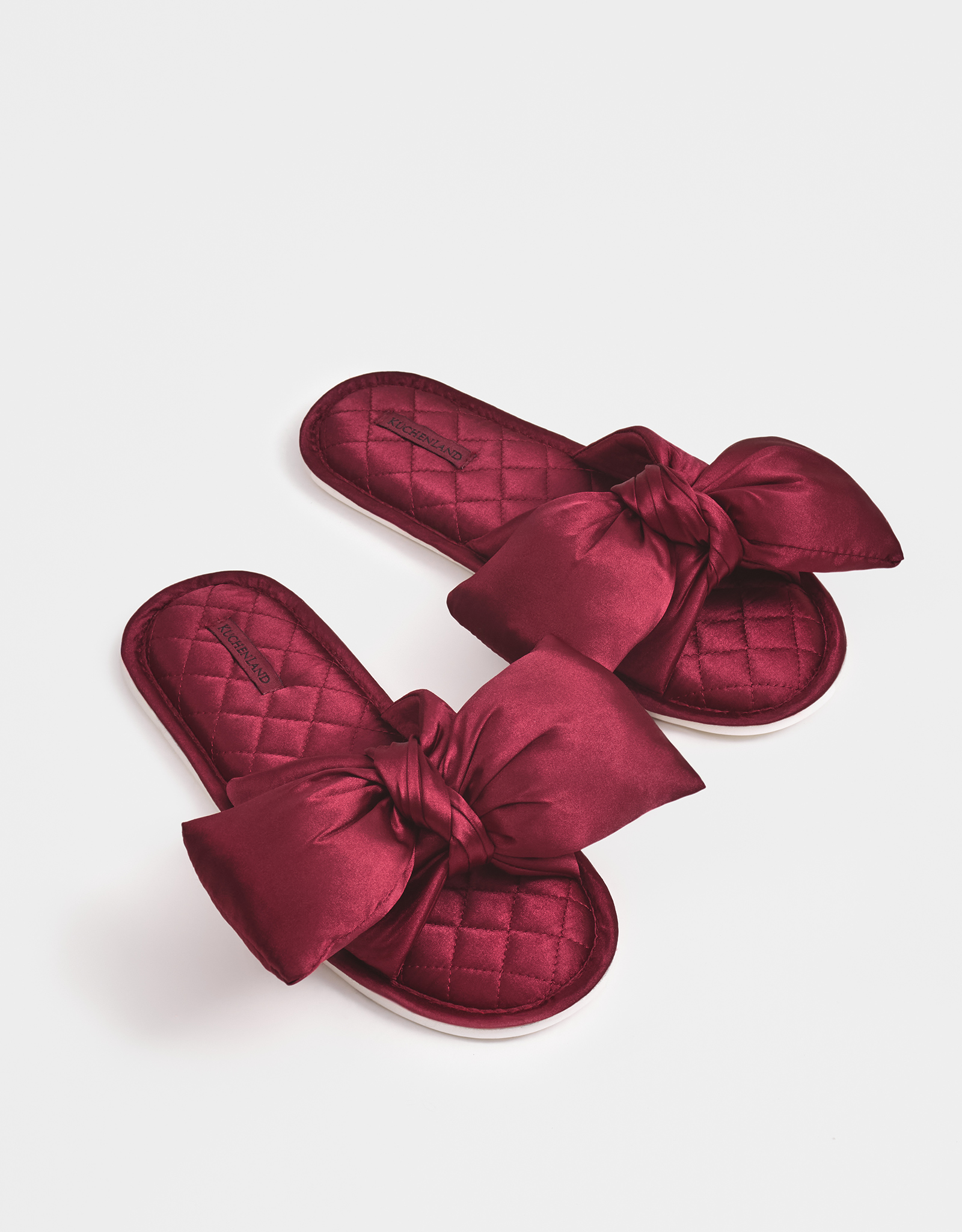 Women's slippers, homewear, size 36-37, satin, burgundy, Bow, Bow tape, image-7