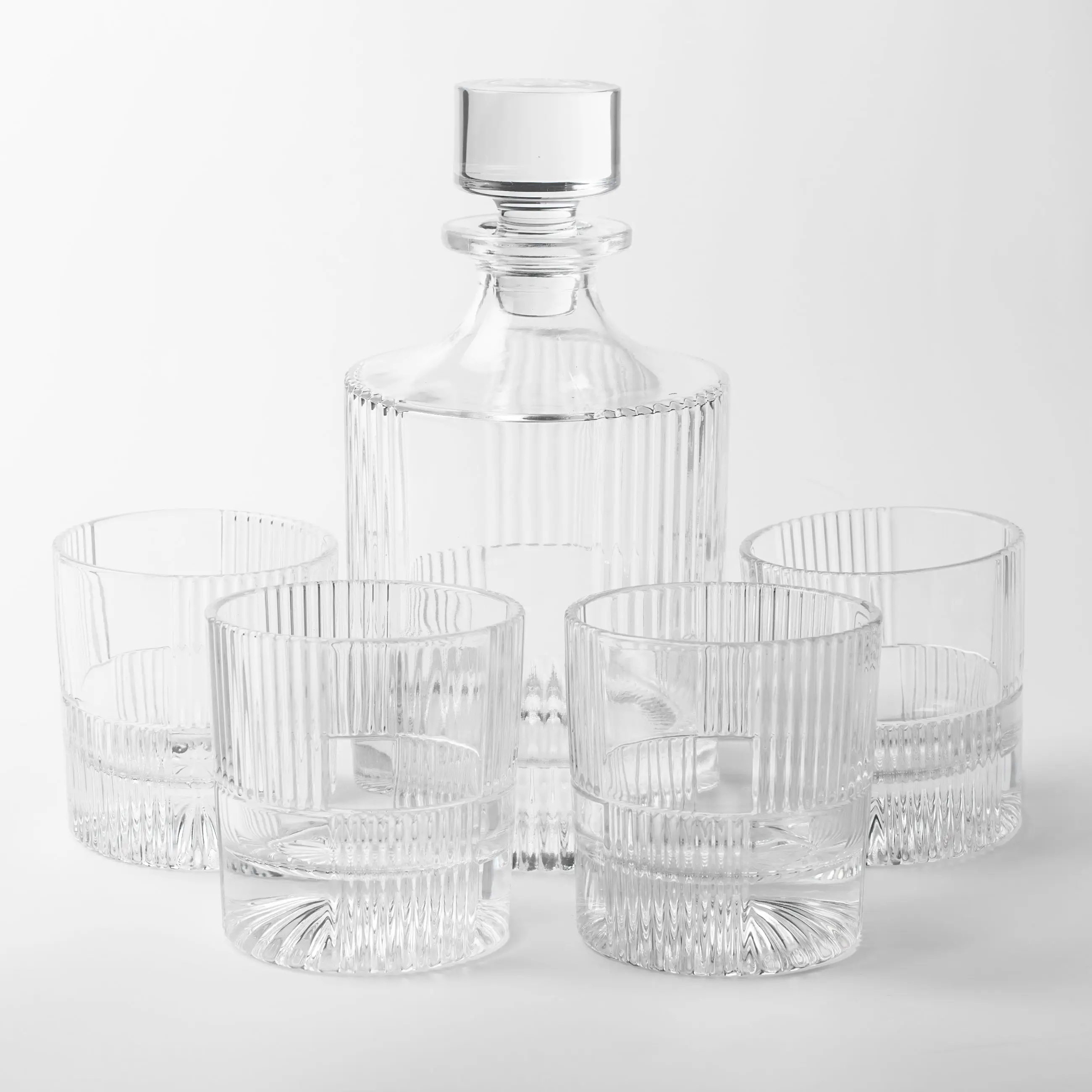 Drink set, 4 pers, 5 pr, decanter / glasses, Glass R, Ribby