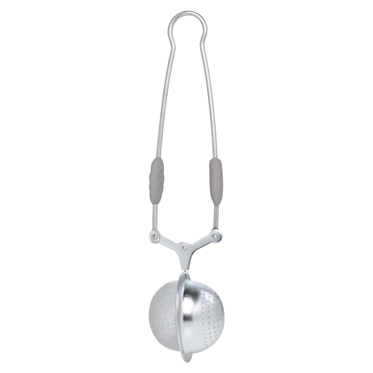 Tea brewing strainer, 18 cm, steel / silicone, silver-beige, Ball, Ball, image-0