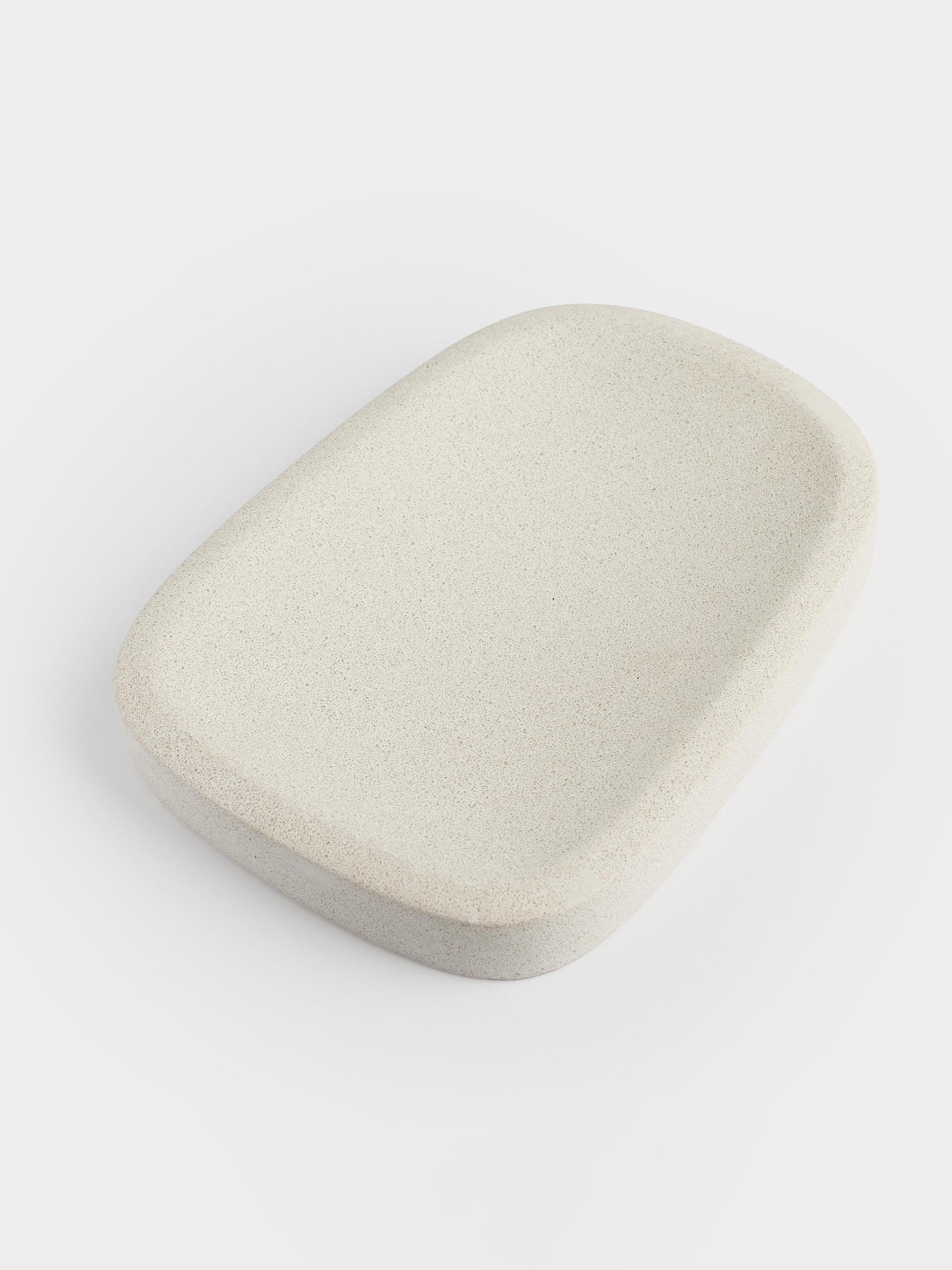 Soap dish, 14x10 cm, cement, rectangular, sand, Severe