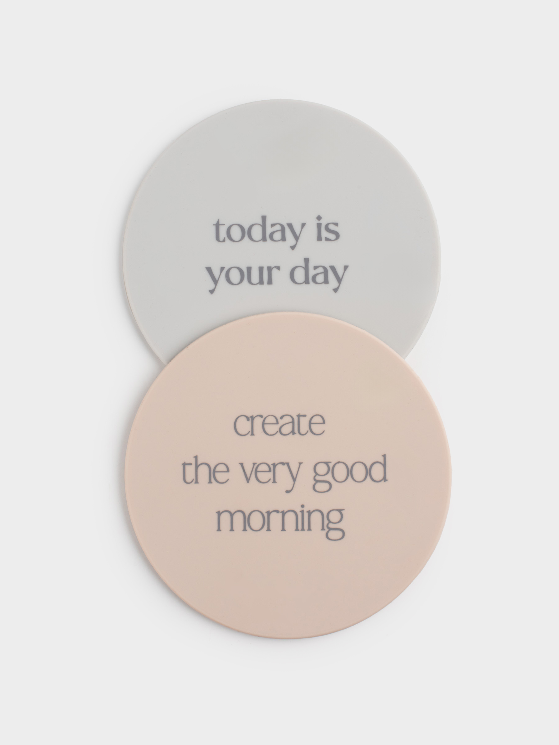 Coaster, 10 cm, 2 pcs, silicone, round, beige, DESIGN, Scroll, image-3
