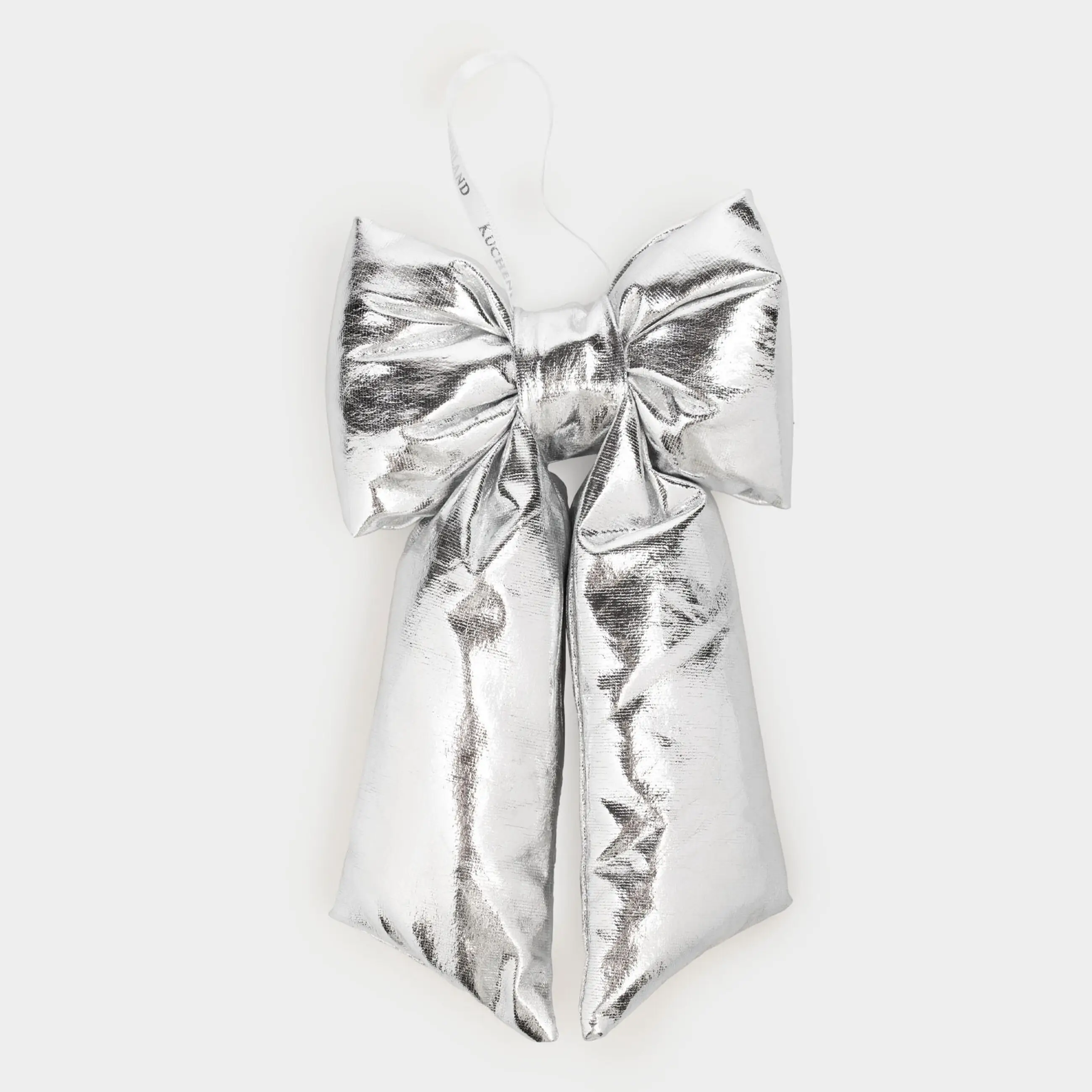 Decorative ornament, 20 cm, polyester, silver, Bow, Vogue bow