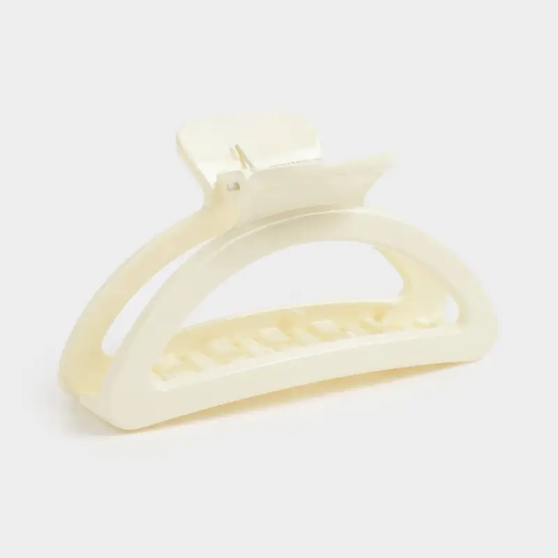 Hair clip, 9 cm, plastic, milk, Crab, Basic