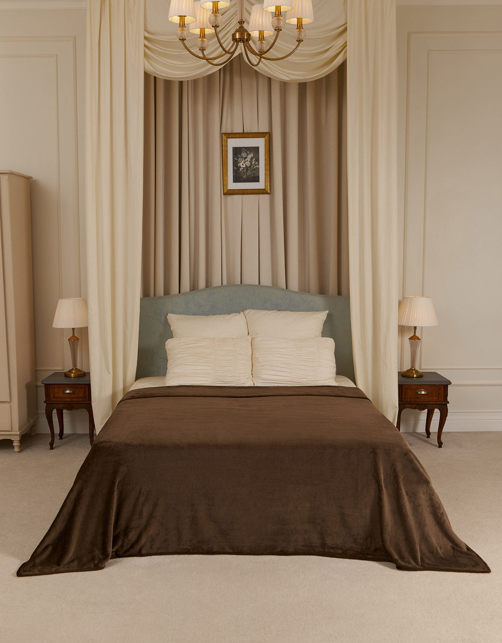 Bedspread, 220x240 cm, flannel, brown, Flannel