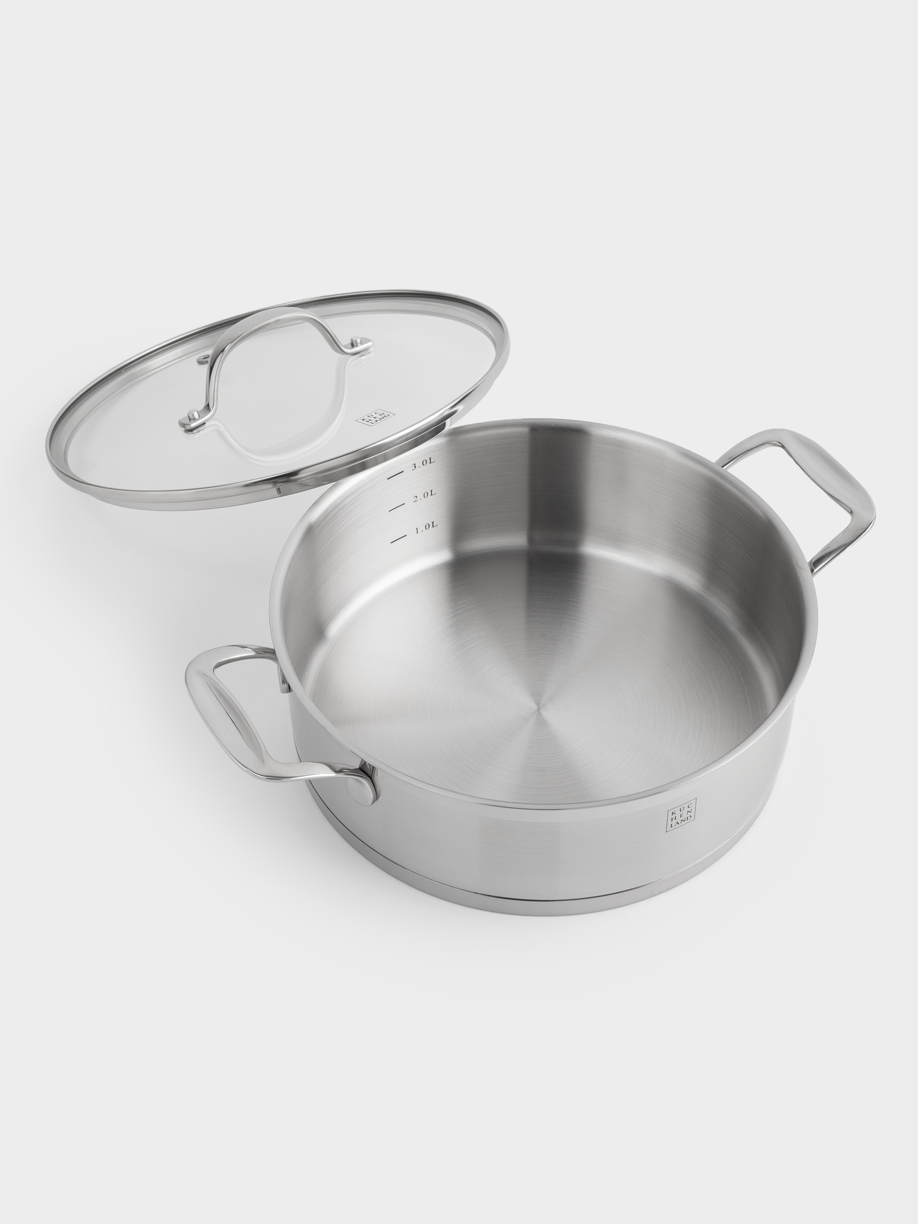 Saucepan, 24 cm, 3,5 l, with short handles and lid, Silver Stone, image-2