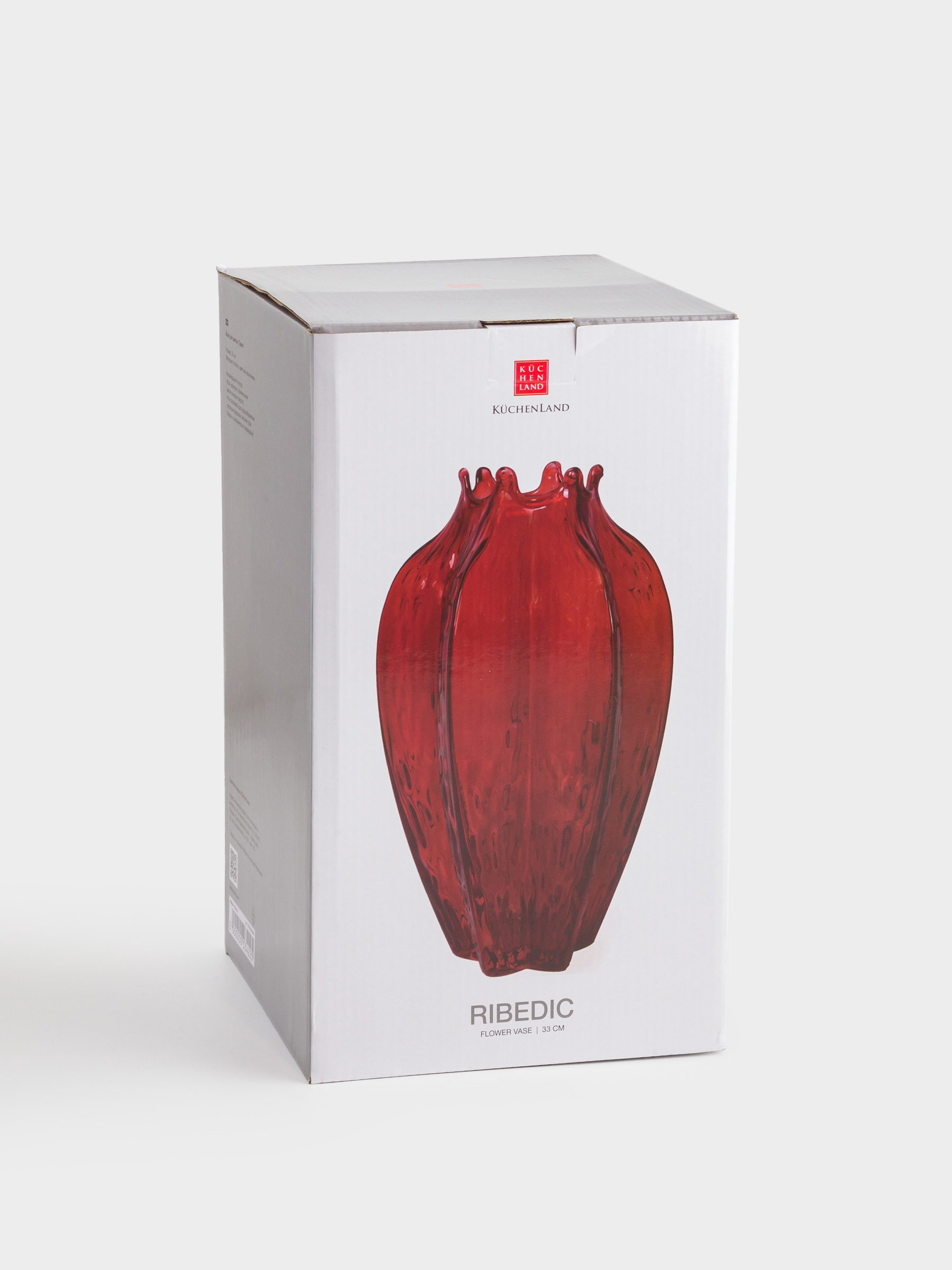 Flower vase, 34 cm, glass, red, Pomegranate, Ribedic, image-4