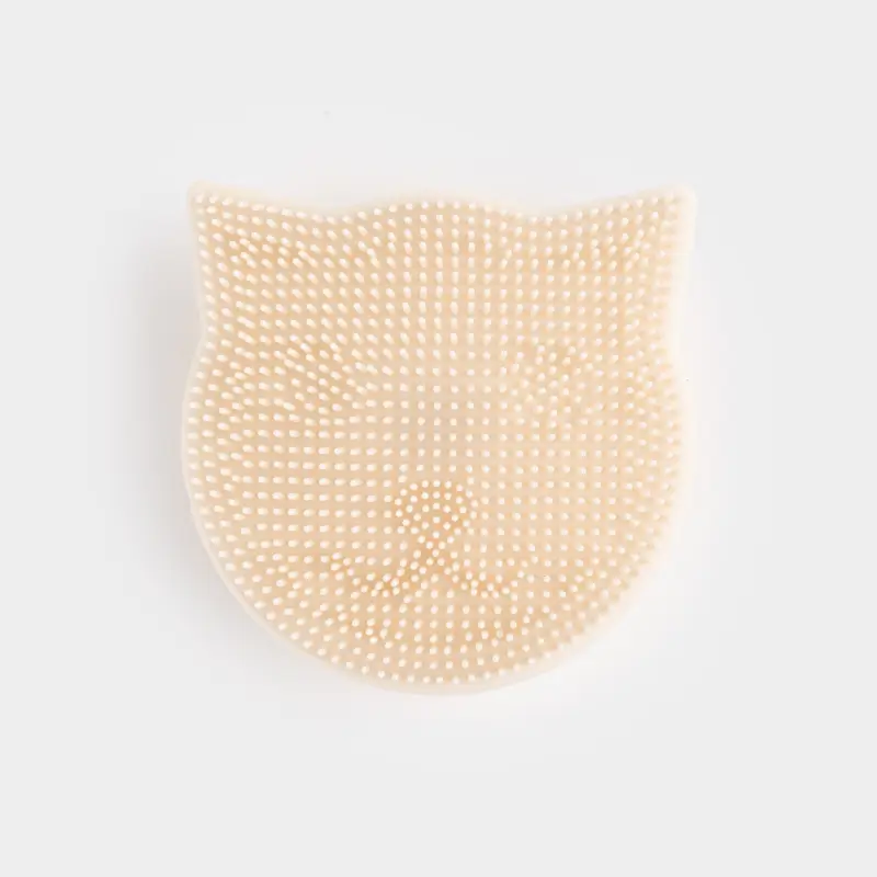 Facial cleansing brush, 6 cm, Massage, Suction cup, Silicone, beige, Cat, Manny ,image-0