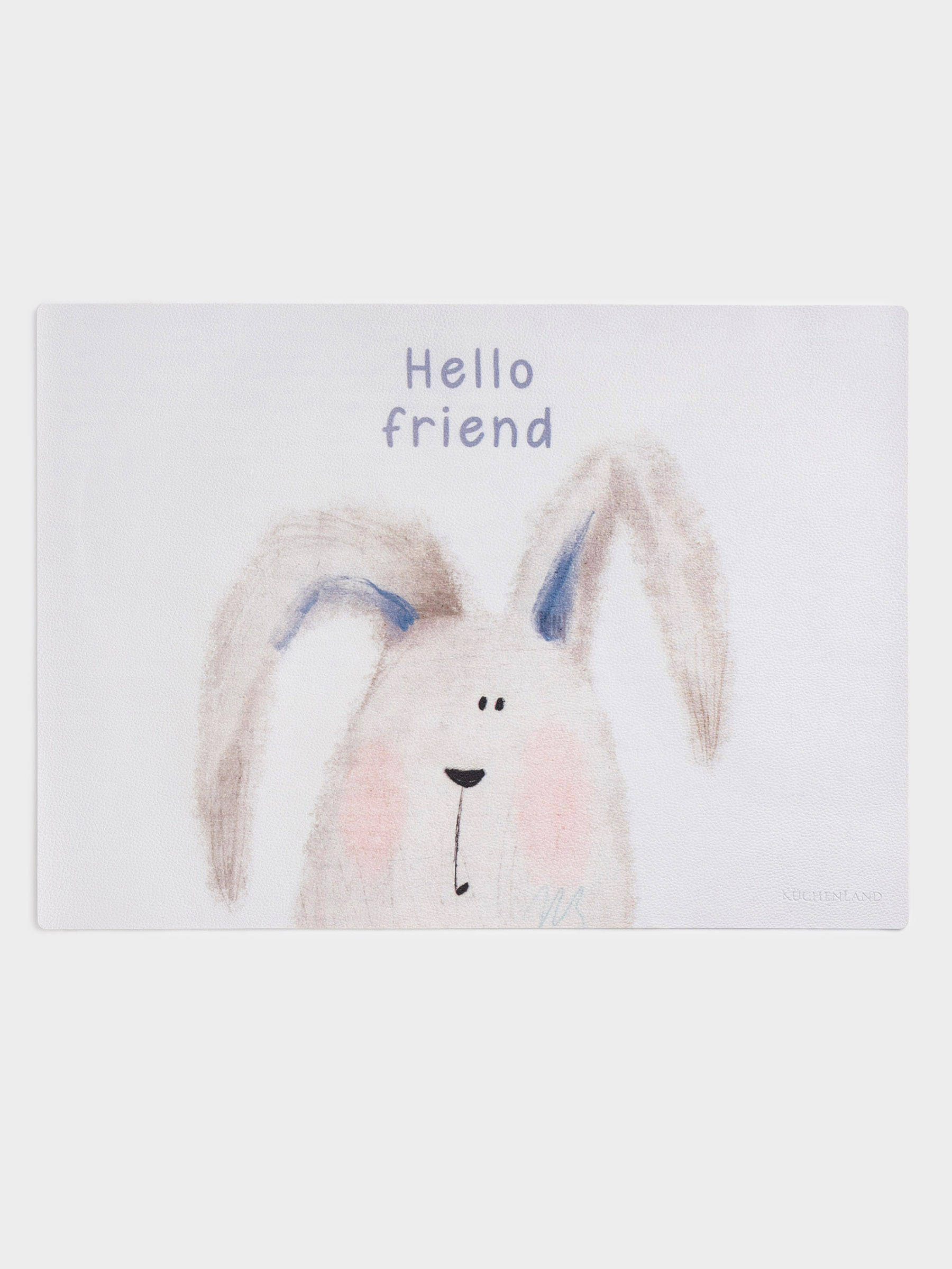 Placemat, 33x46 cm, PVC, rectangular, blue and white, Hello friend, Rock print, image-0