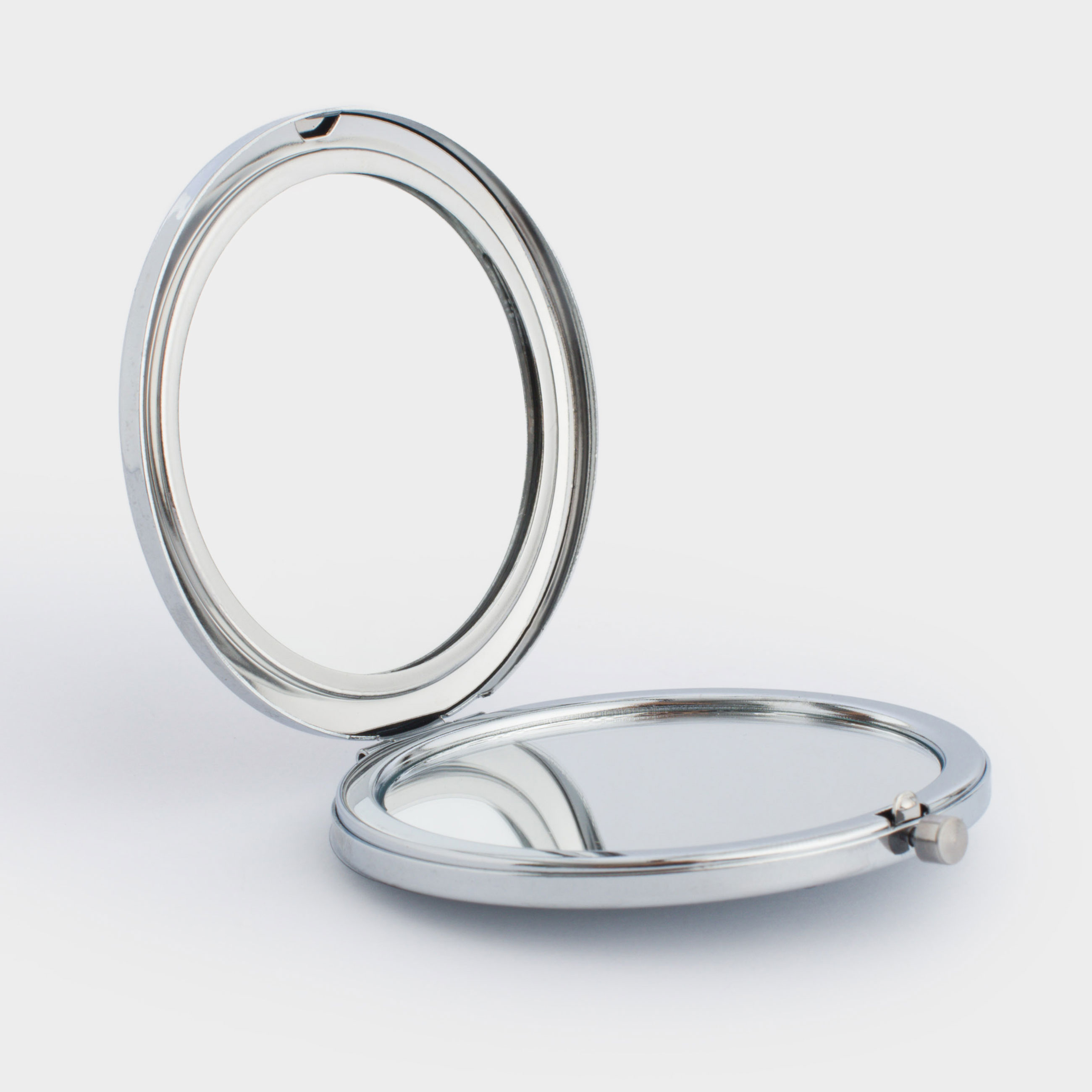 Pocket mirror, 7 cm, double-sided, silver, Sequins, Actress