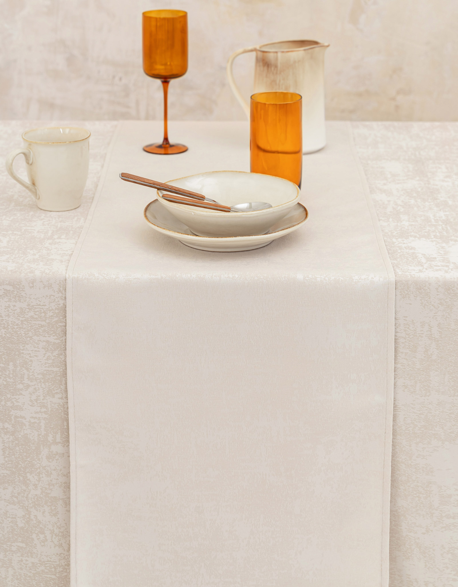 Table runner, 40x160 cm, polyester, beige, Jacquard
