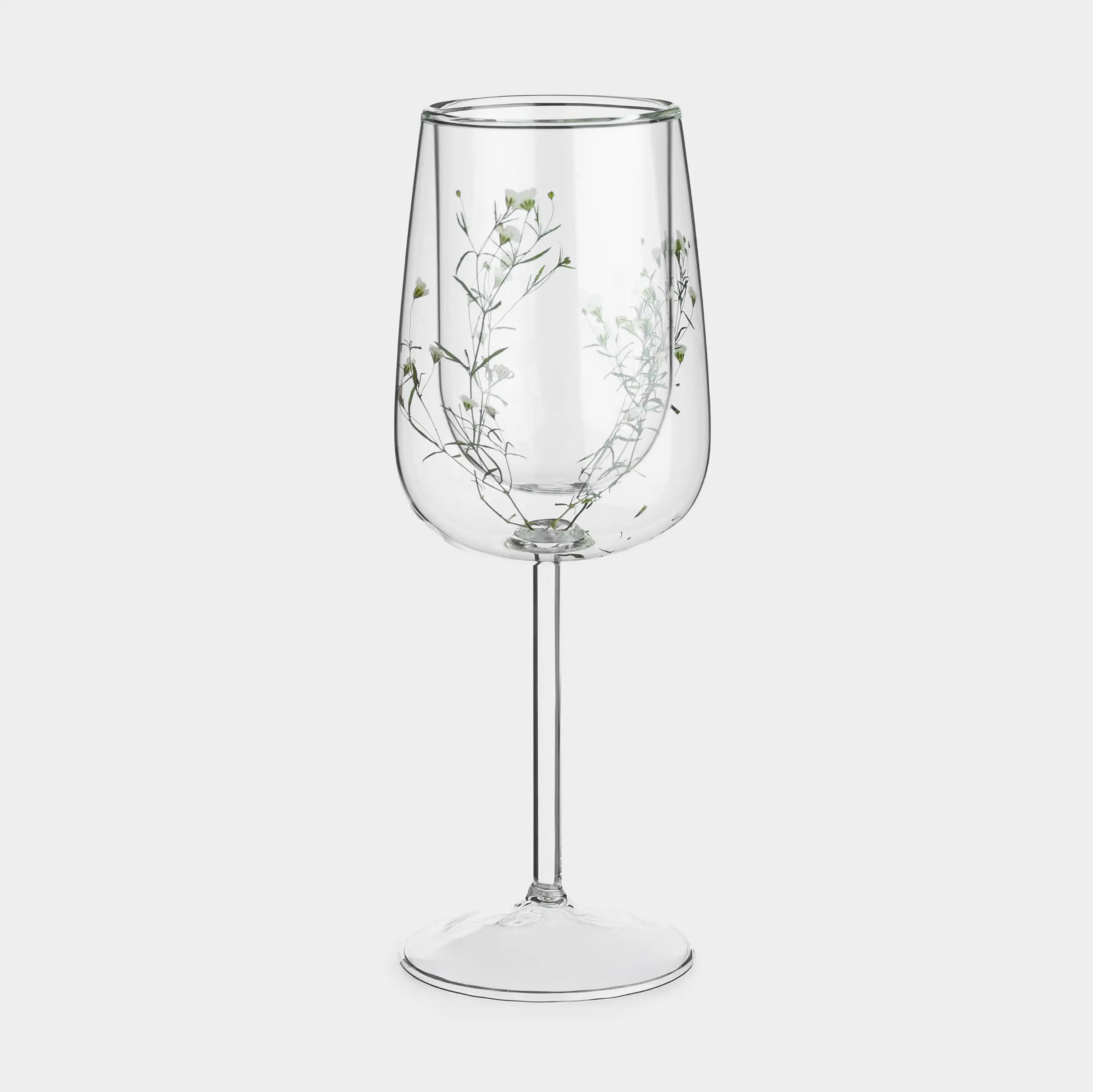 Wine glass, 320 ml, glass B, with dried flowers inside, Air decor