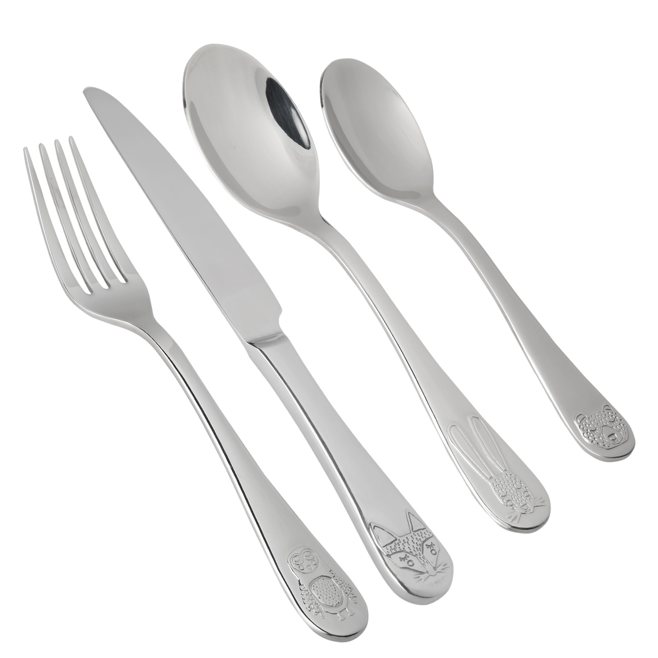 Cutlery, children's, 1 Persian, 4 pr, steel, Animals, Zoo, image-0