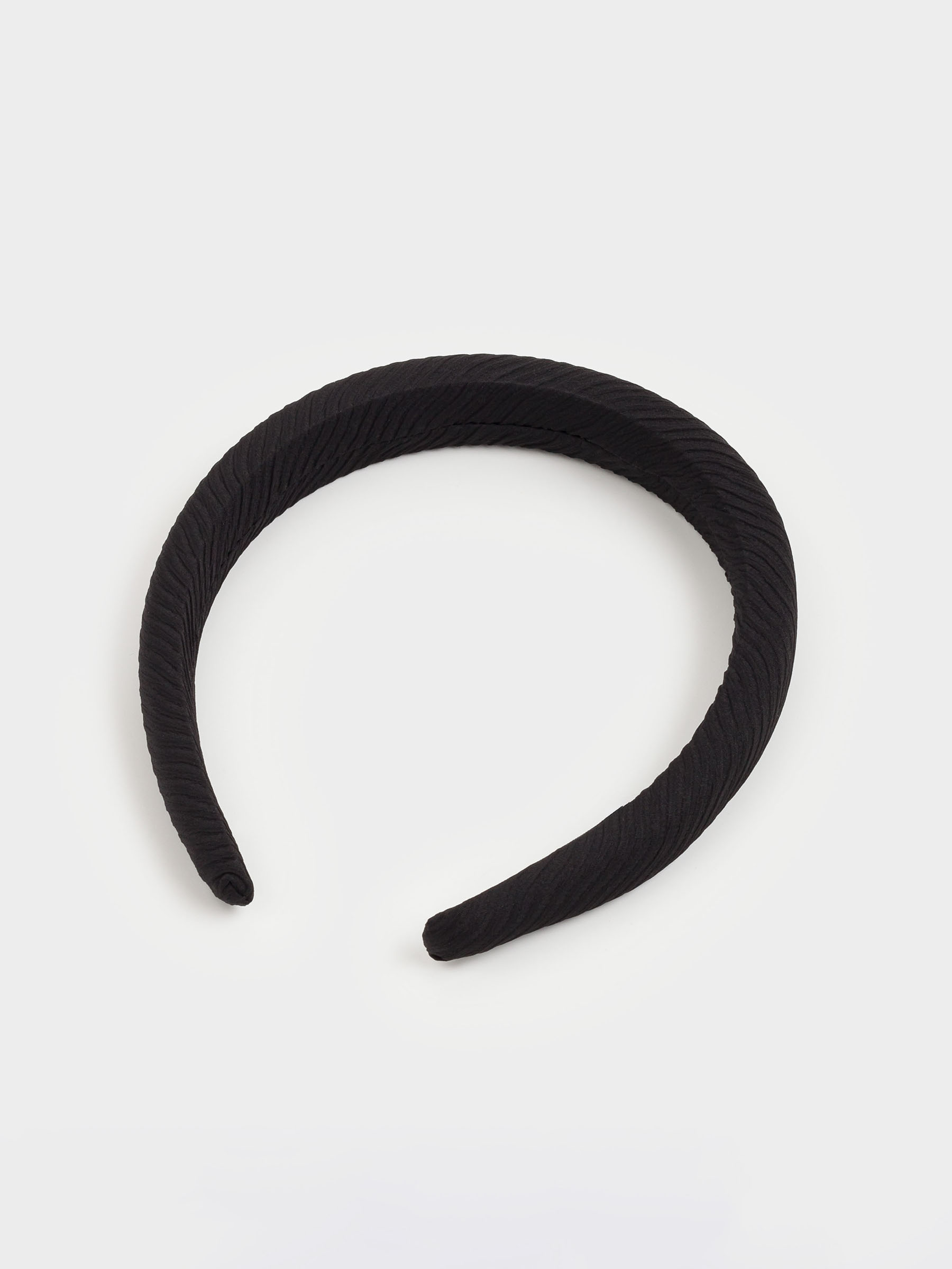 Hair band, 14x16 cm, Polyester / plastic, Black, Lines, Basic