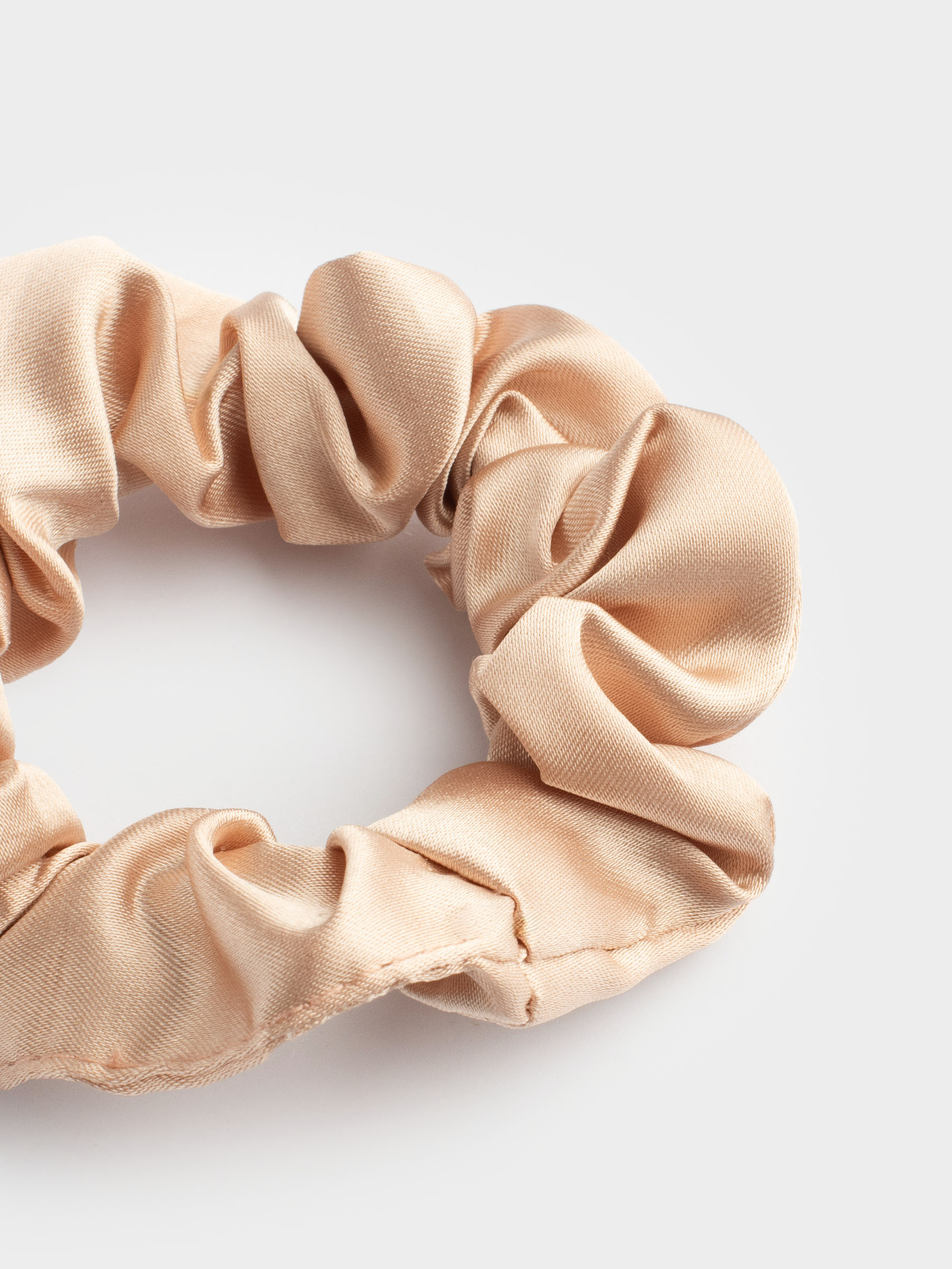 Elastic band for hair, 6 cm, satin, beige, Silk, image-3