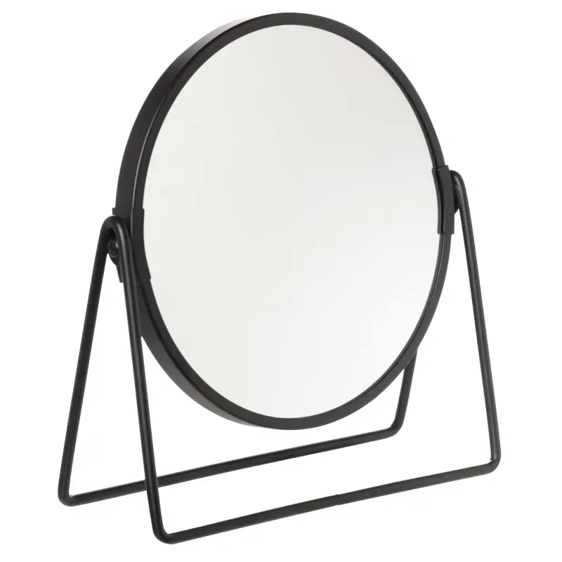 Table mirror, 20 cm, double-sided, metal, round, Black, Graphic ,image-0