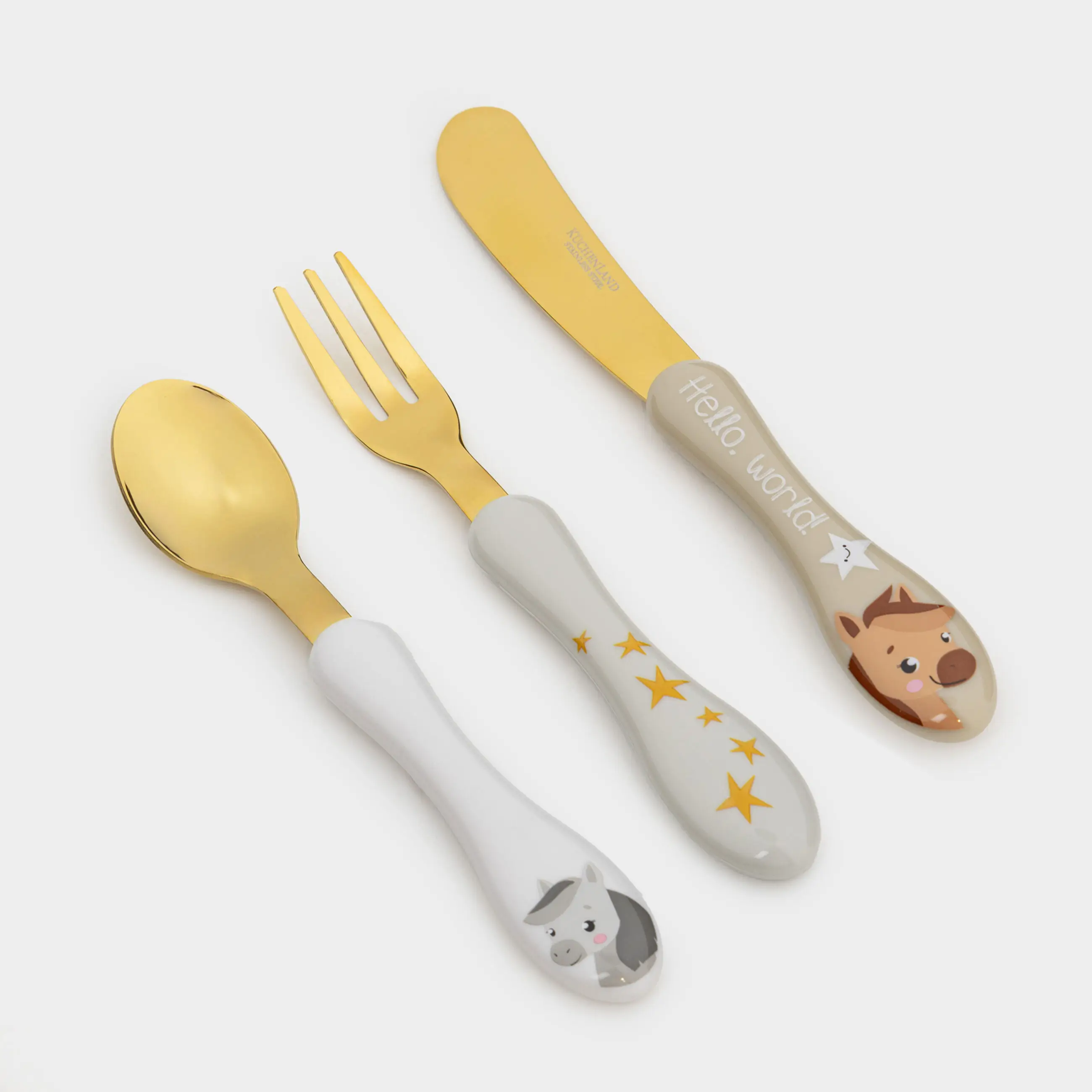 Children's cutlery, 1 person, 3 items, steel / plastic, Horse and stars, Pony stars