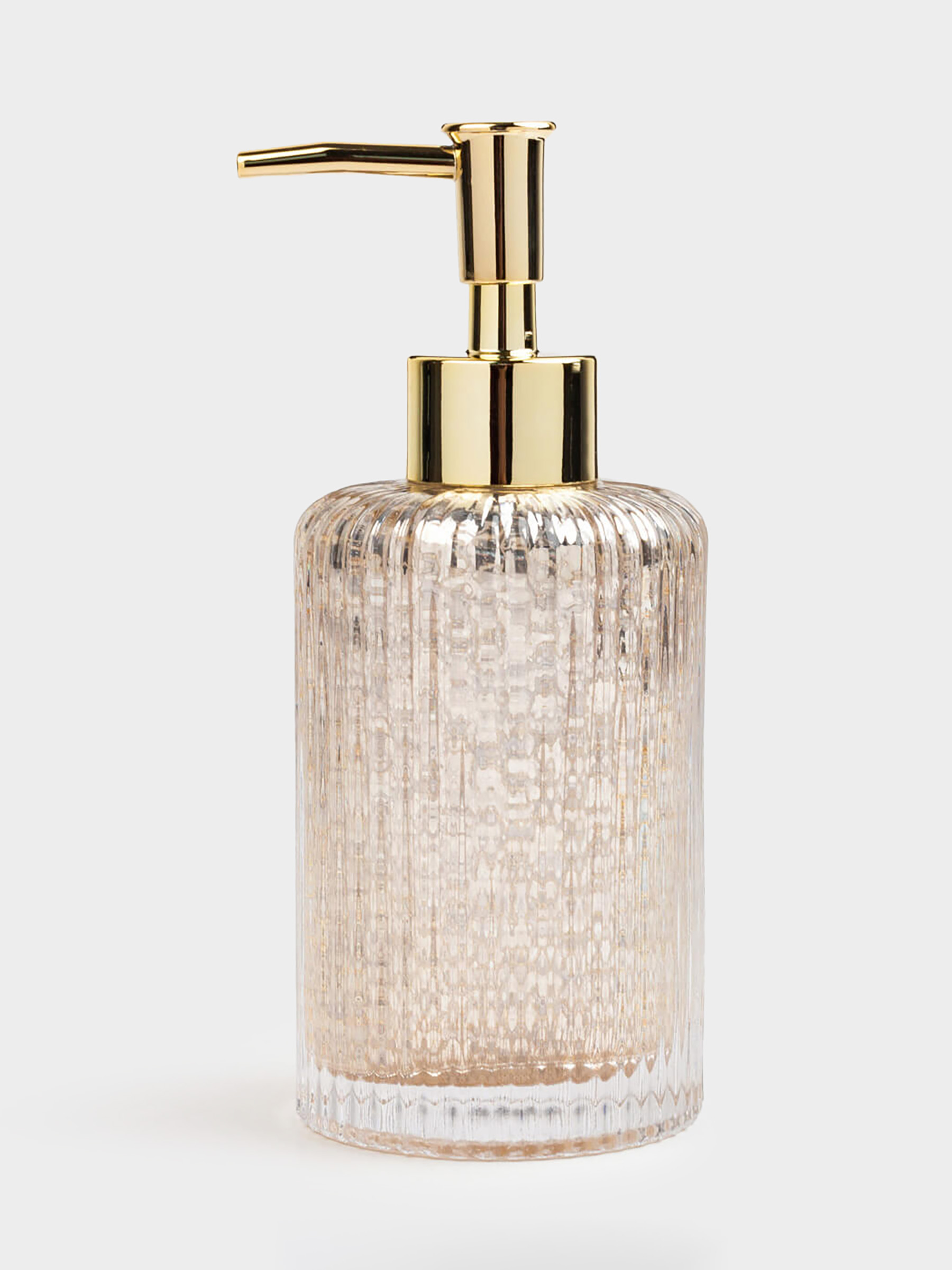 Liquid soap dispenser, 240 ml, glass / plastic, golden, Diana