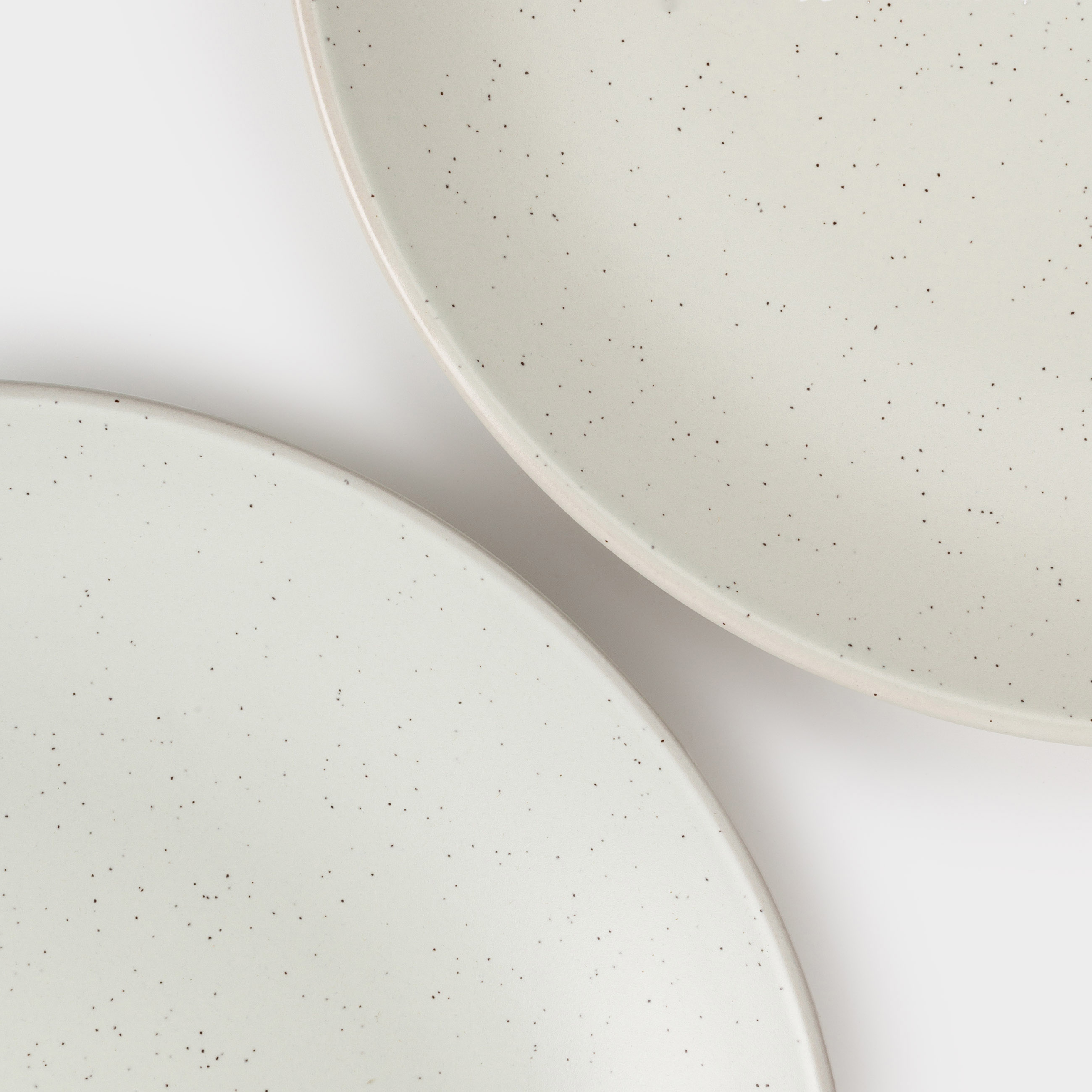 Snack plate, 21 cm, 2 pcs, ceramic, milk, speckled, Particle