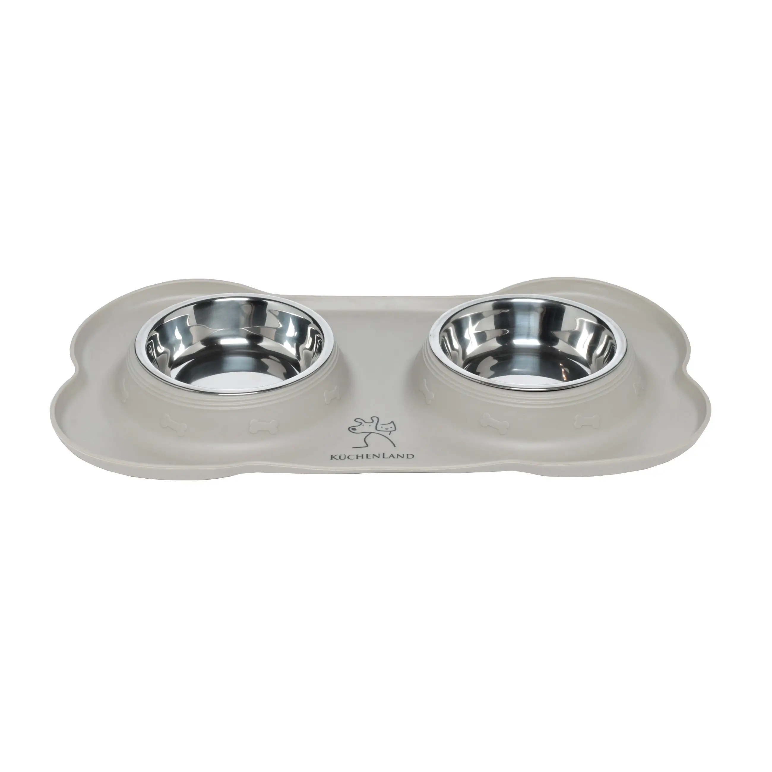 Pet bowl, 36x21 cm, 175 ml, double, on stand, steel / rubber, grey, Favorite pet, image-0