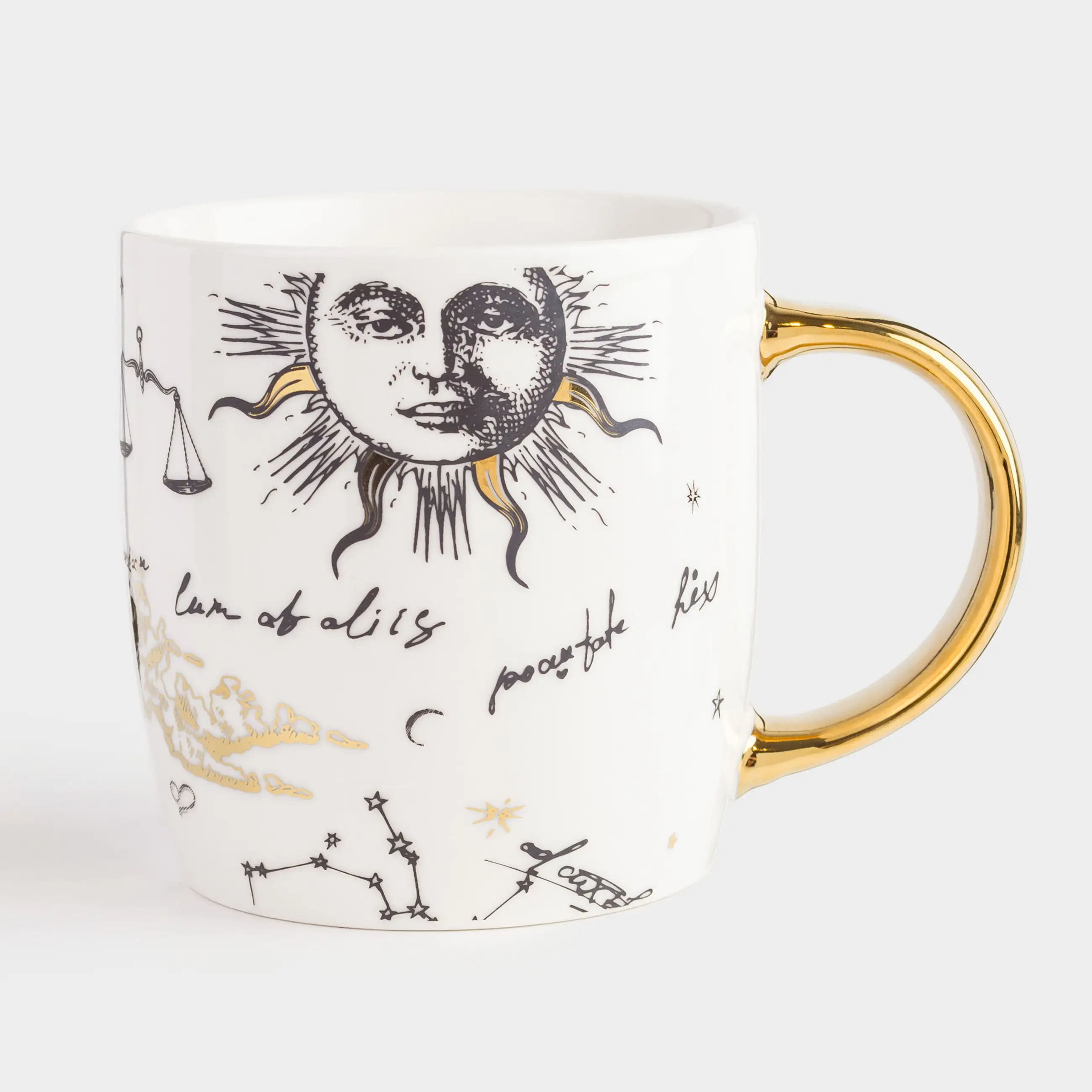Mug, 380 ml, porcelain N, white and gold, Astrology, Zodiac, image-0