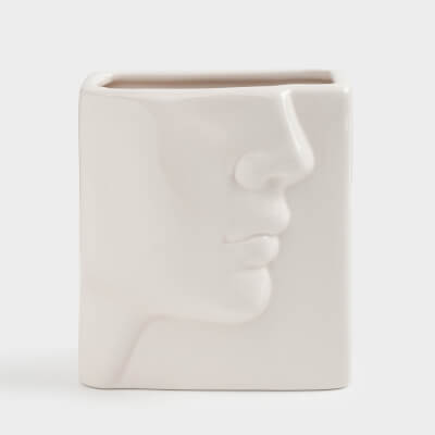 Cosmetic brush stand, 13 cm, ceramic, milk, Face fragment, Face ,image-0