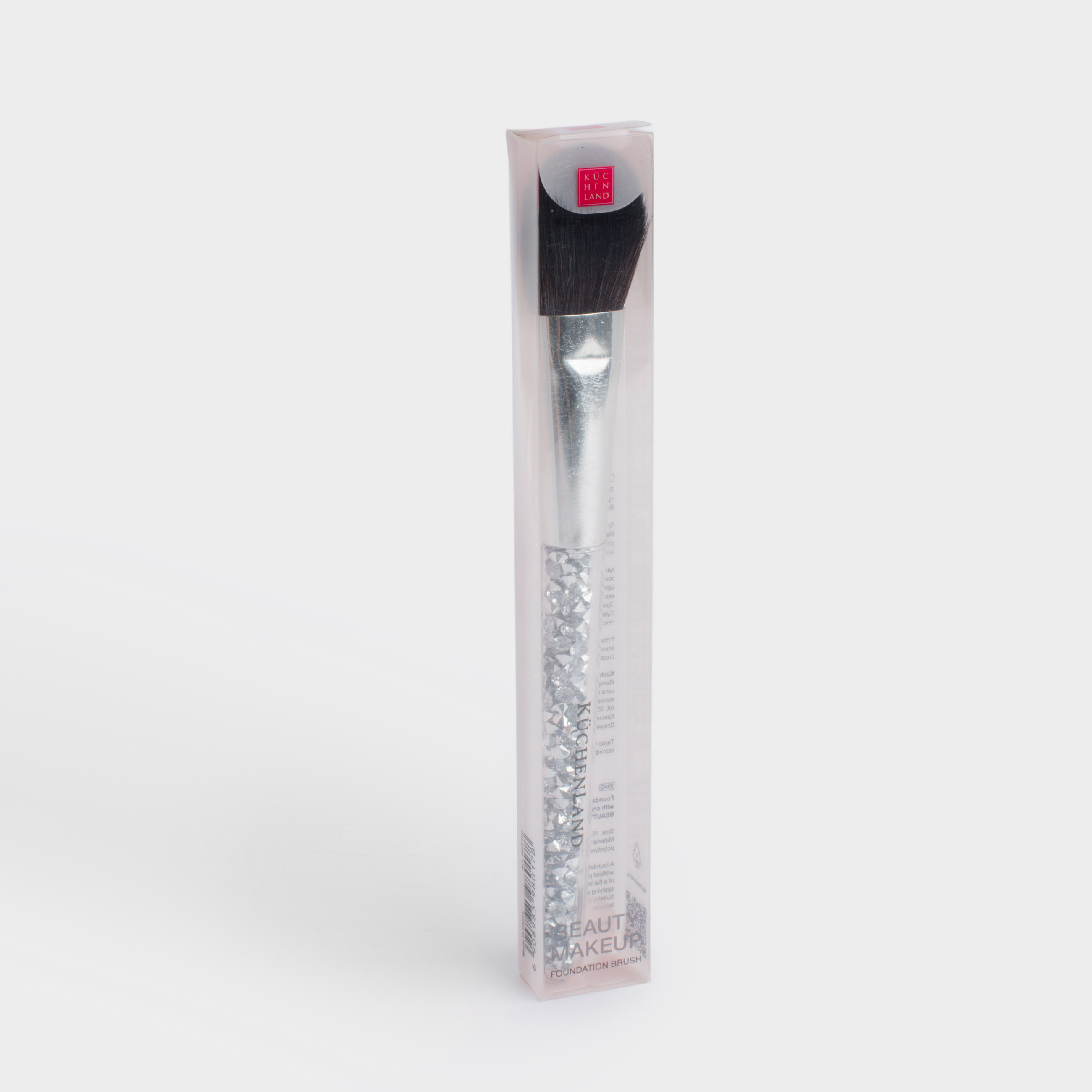 Foundation brush, 15 cm, artificial pile / plastic, Silver, Beauty makeup, image-5